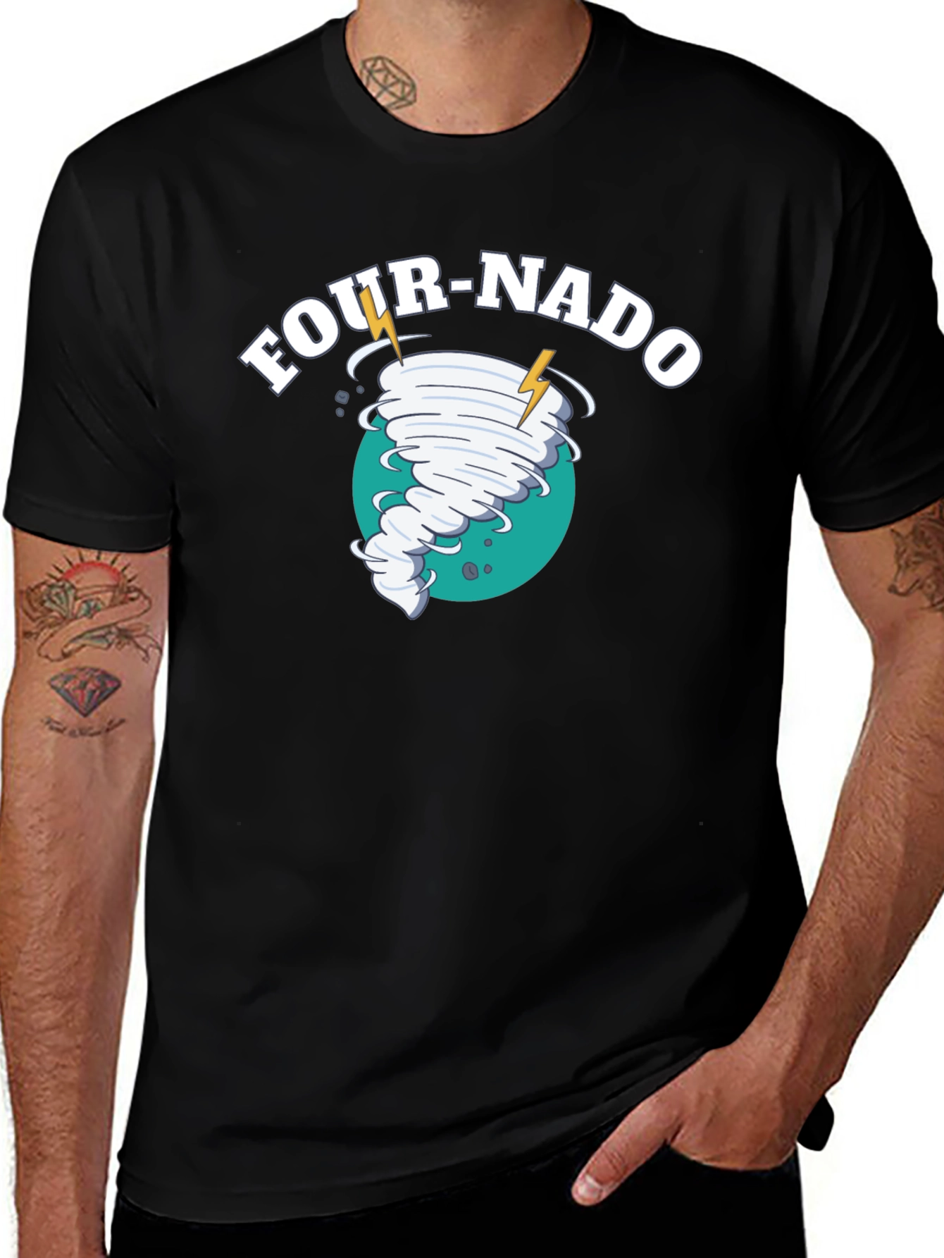 Variant 20 of Four-Nado Graphic T-Shirt - Black Cotton Tee