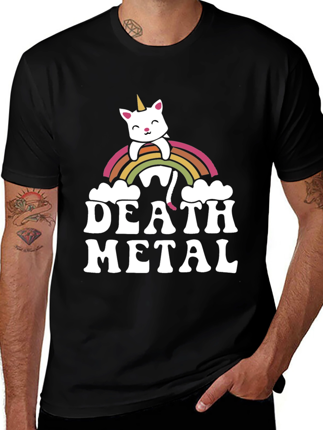 Variant 3 of Death Metal Rainbow Unicorn Cat T-Shirt