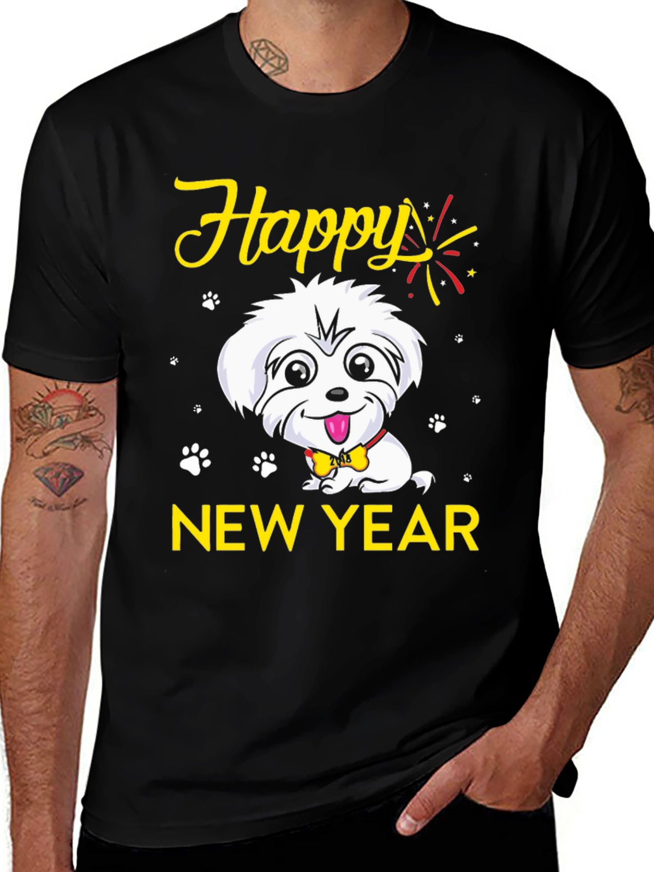 Variant 24 of Happy New Year Dog Graphic T-Shirt