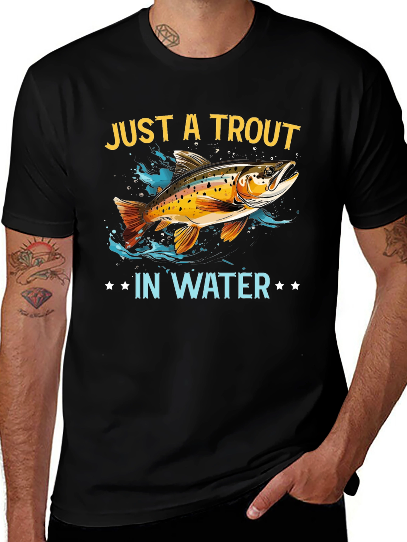 Black Just a Trout in Water Graphic T-Shirt main image