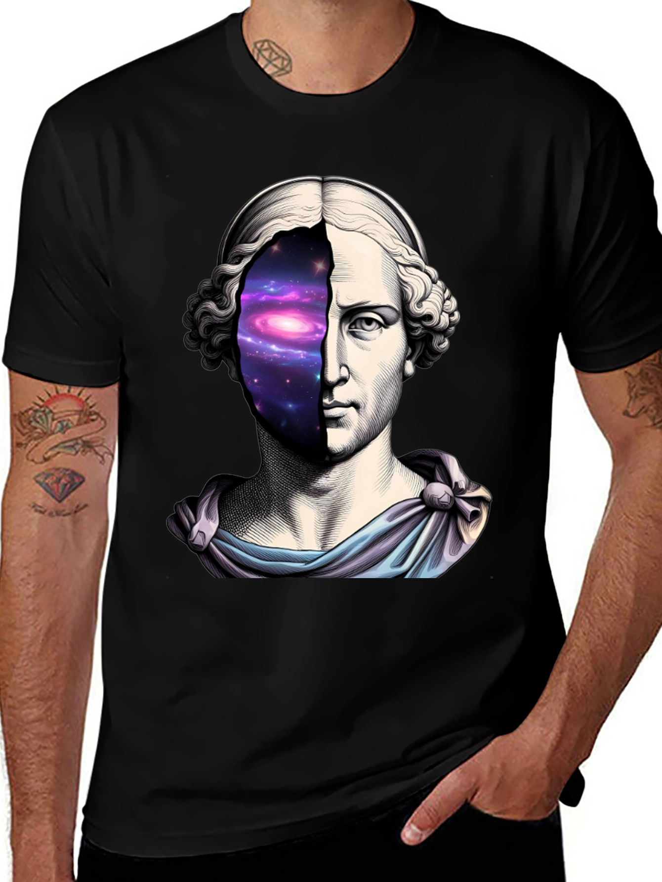 Variant 12 of Galaxy Bust T-Shirt - Cosmic Artistic Tee