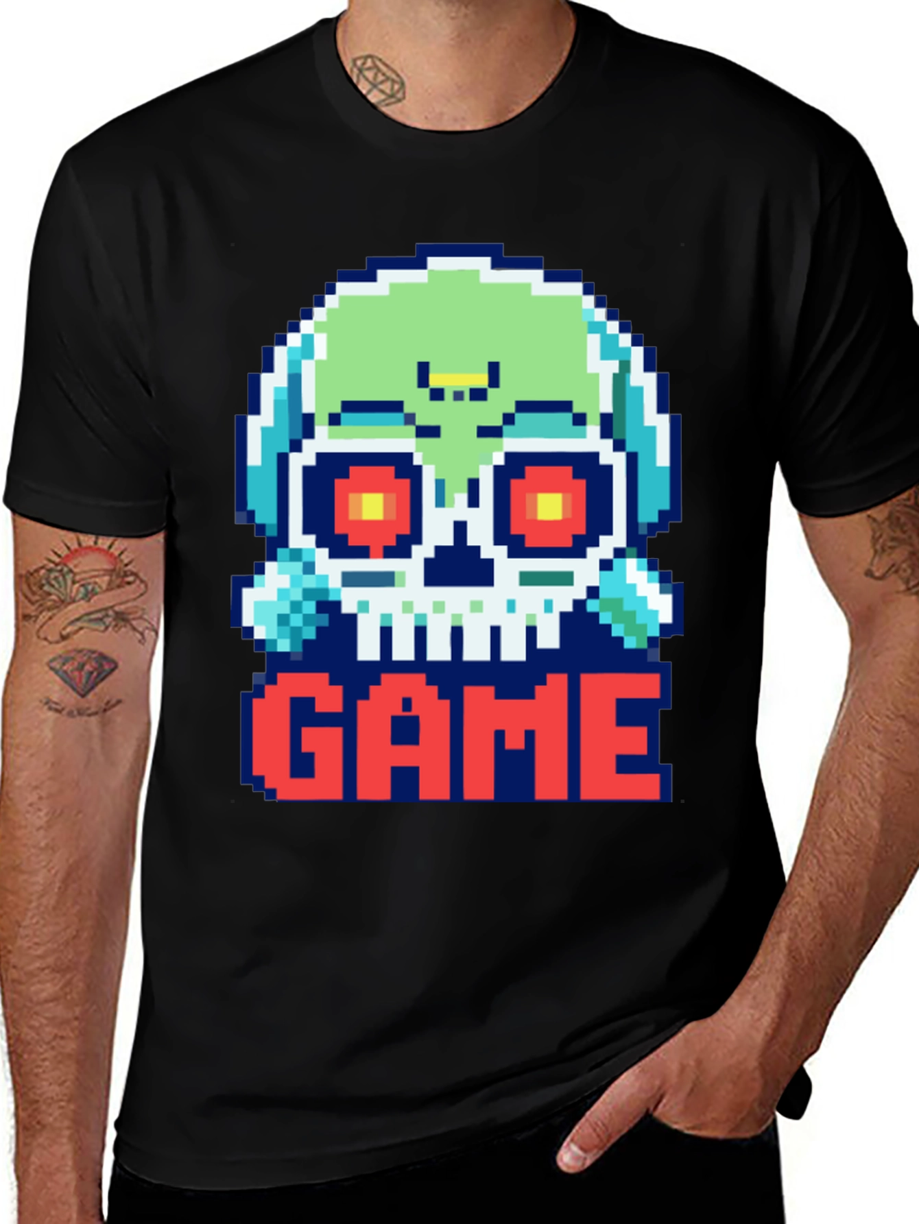 Variant 30 of Pixel Art Skull GAME T-Shirt - Gamer Style