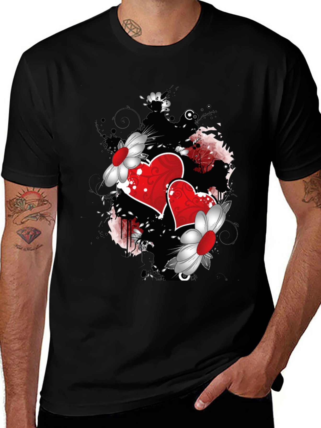 Variant 7 of Romantic Hearts & Flowers Graphic Tee