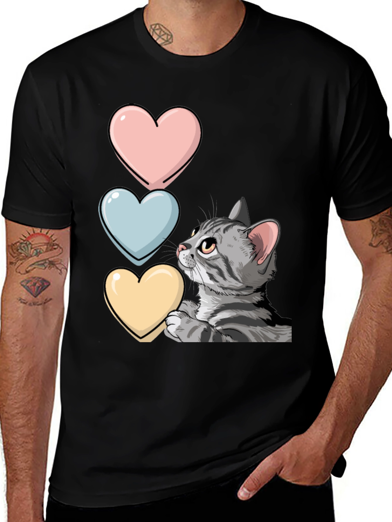 Variant 13 of Cat with Hearts Graphic T-Shirt