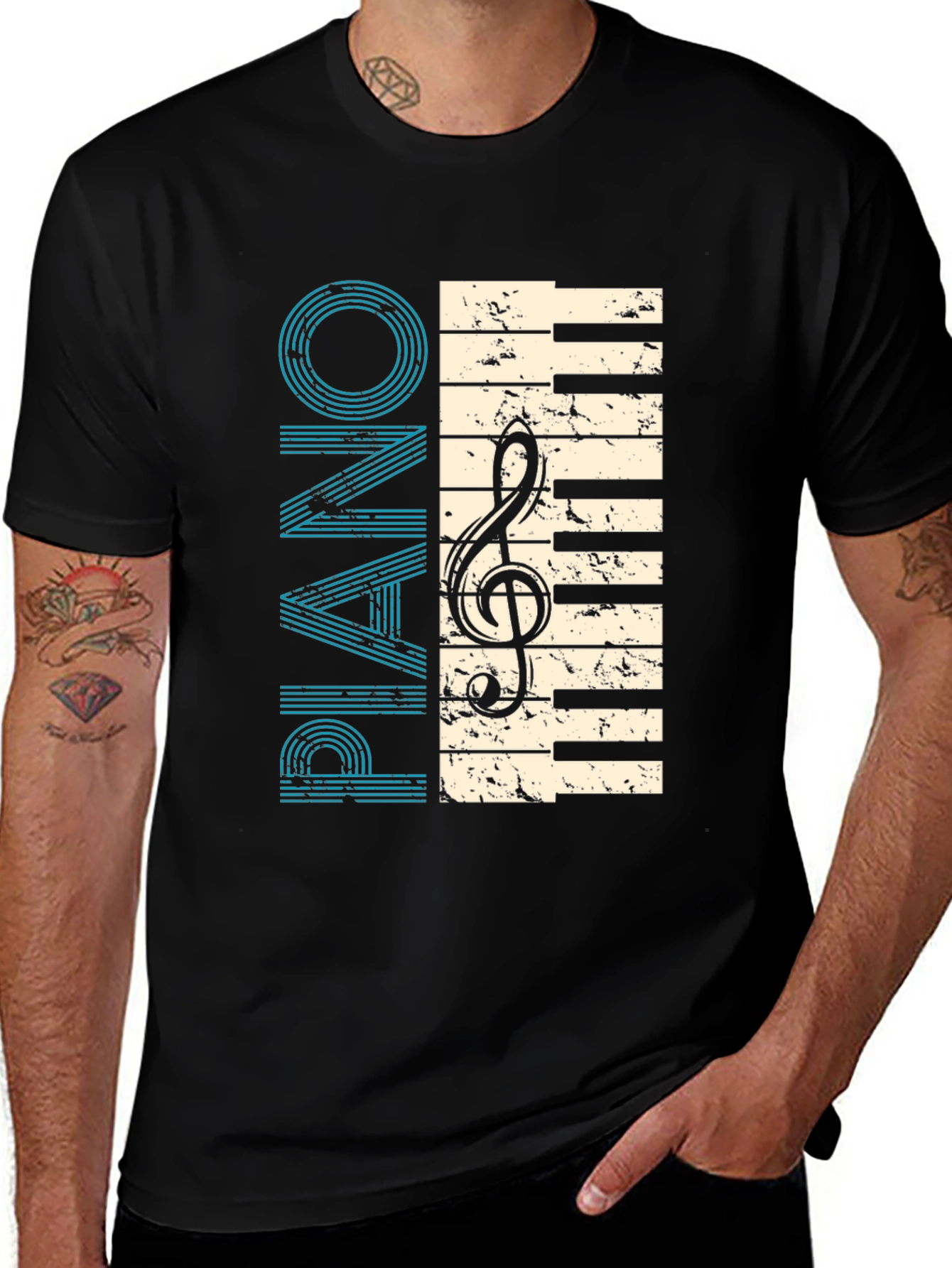 Variant 26 of Piano Music T-Shirt - Vintage Style Instrument Tee