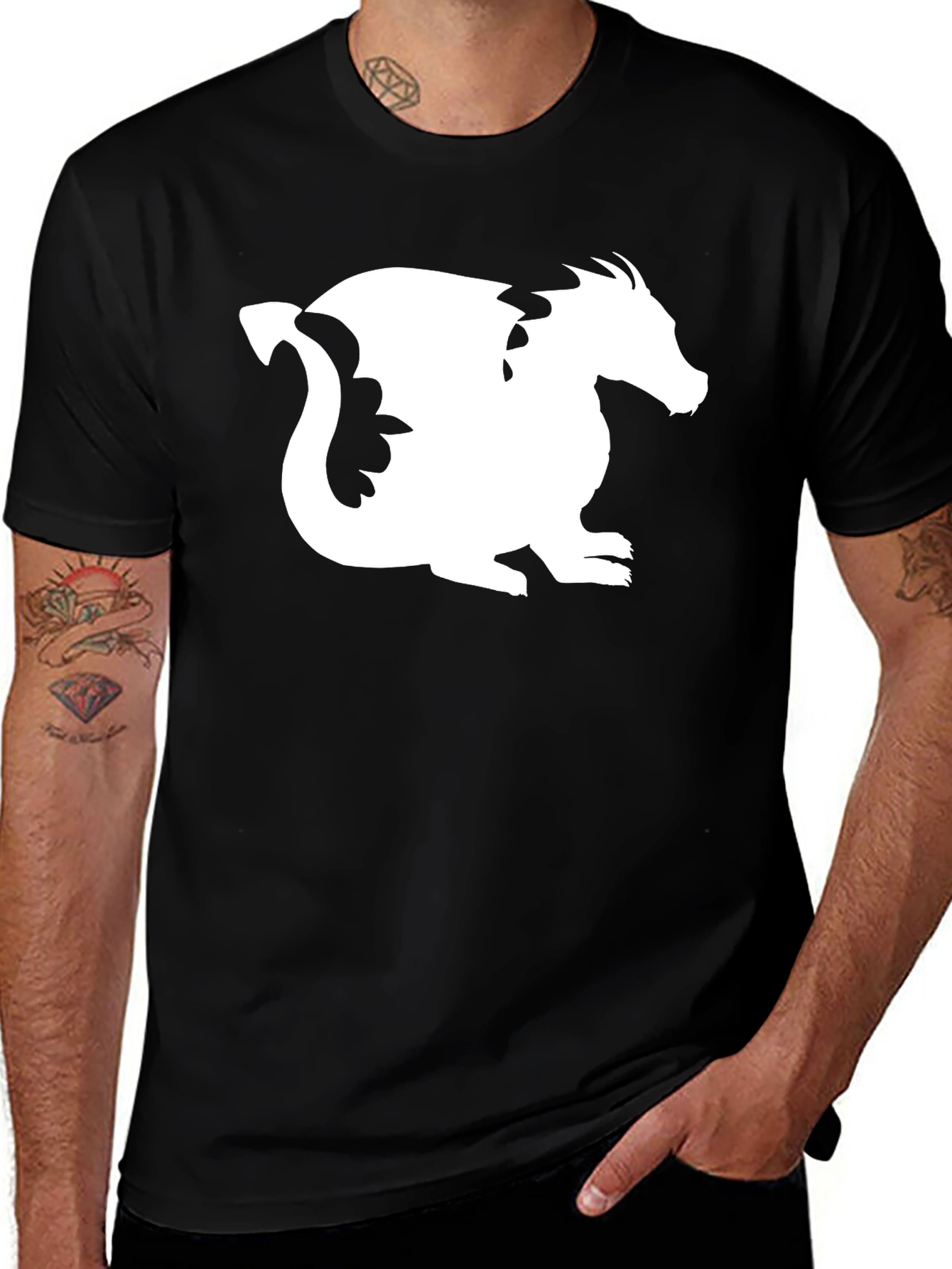 Variant 12 of Dragon Graphic Tee - Black Cotton T-Shirt