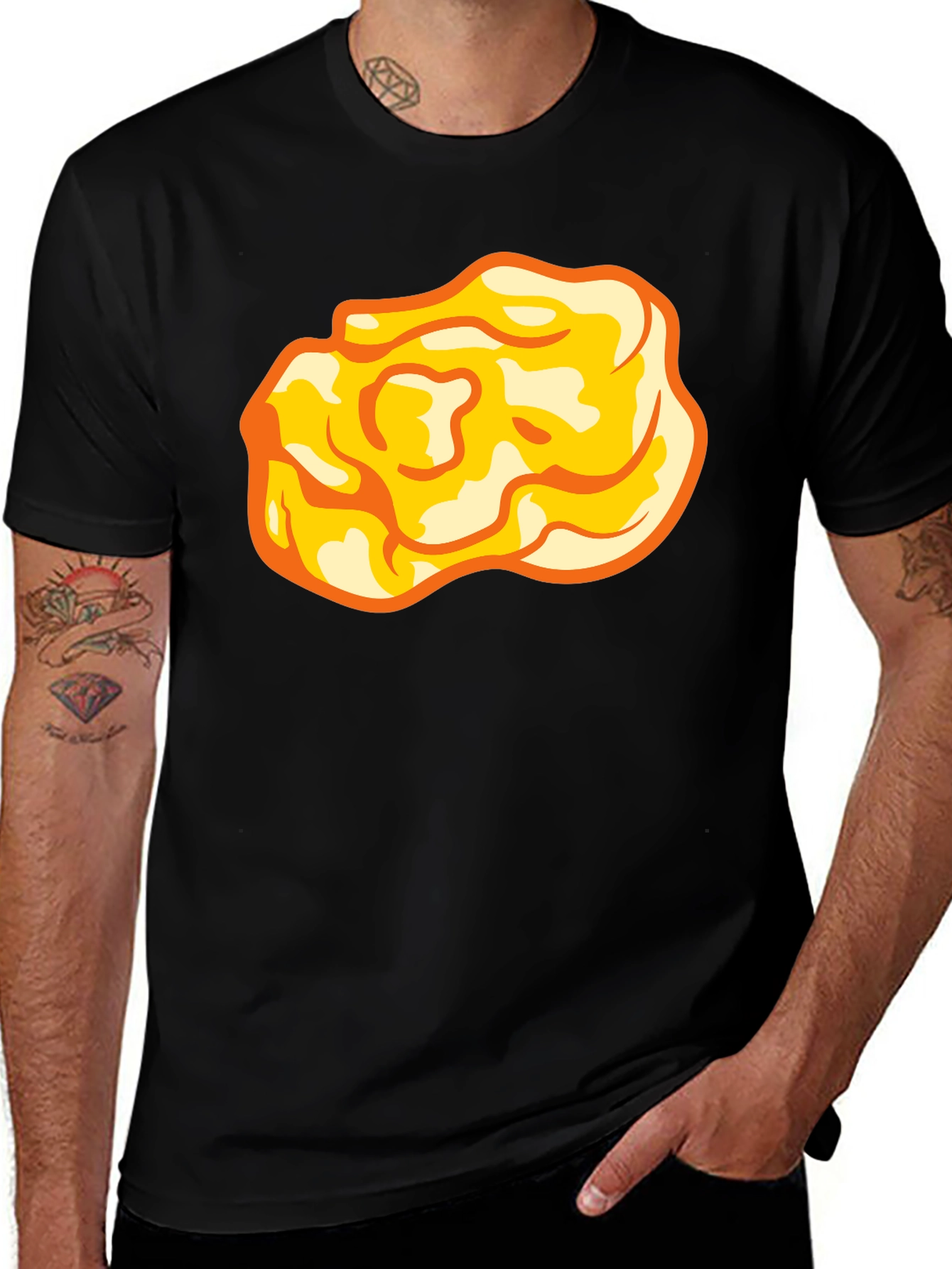 Variant 30 of Cartoon Mac and Cheese Black T-Shirt