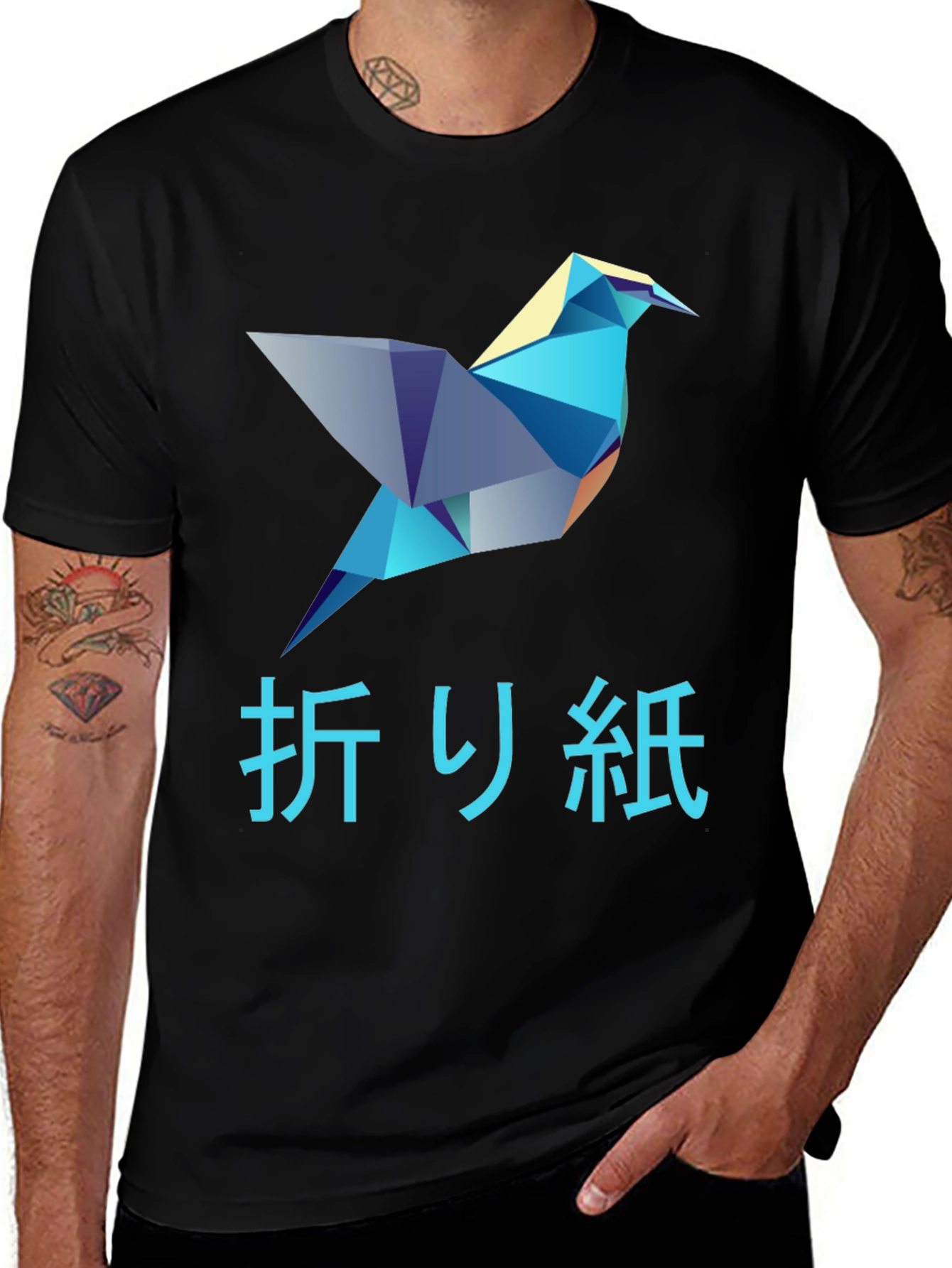 Variant 4 of Origami Bird Graphic T-Shirt - Stylish Men's Tee