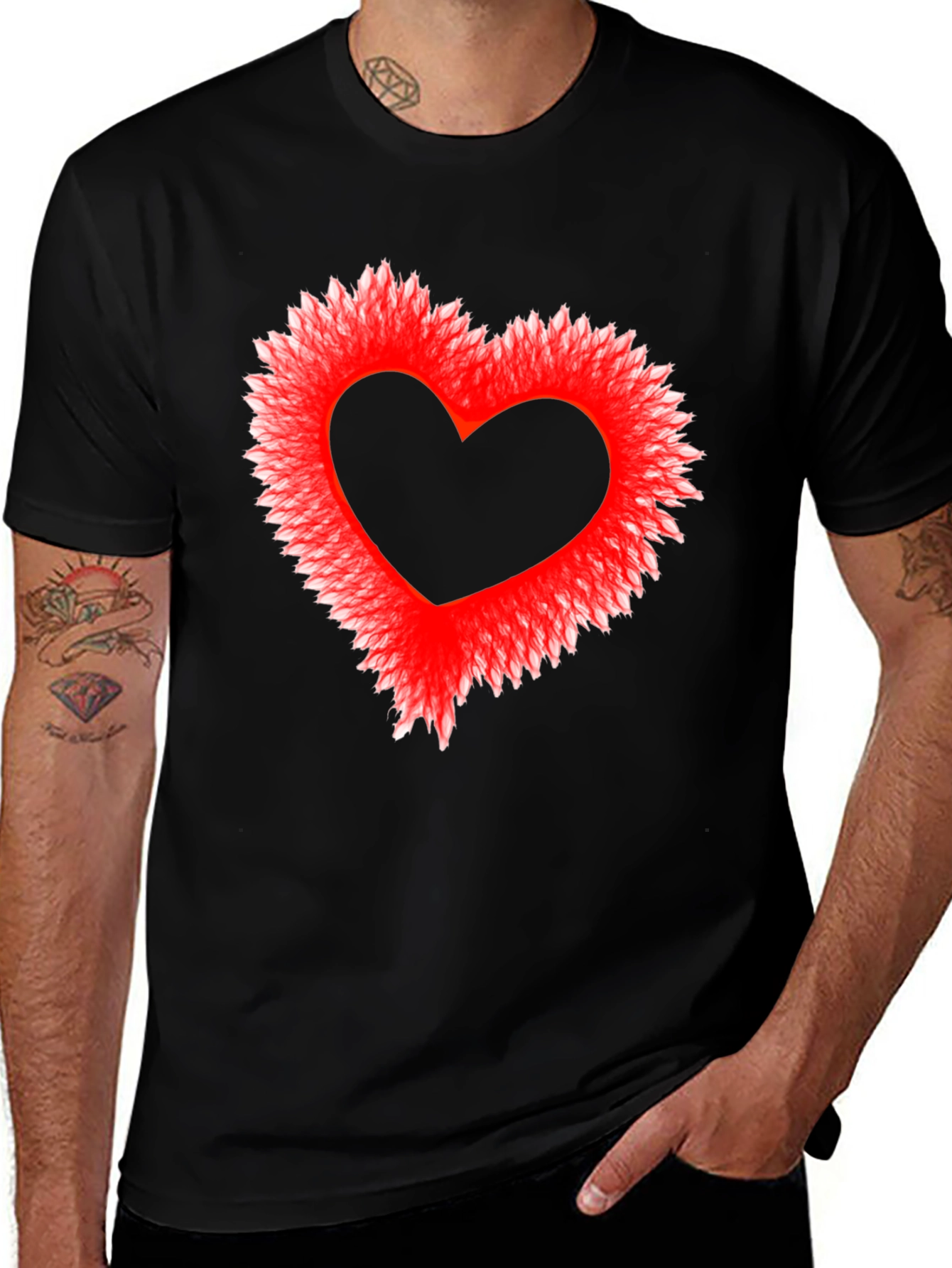 Variant 29 of Heart Graphic Black Tee - Stylish & Trendy