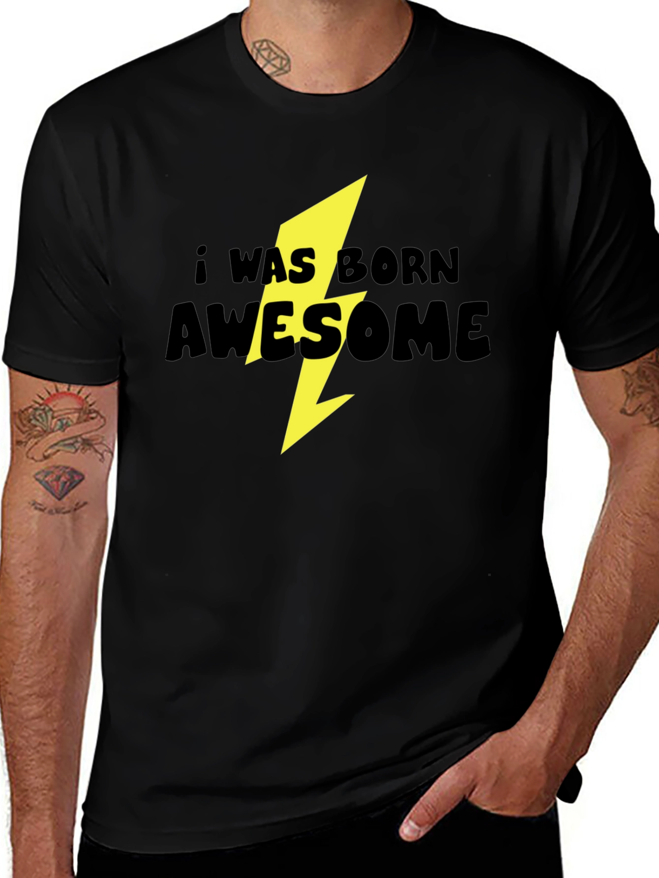 Variant 8 of I Was Born Awesome Black T-Shirt
