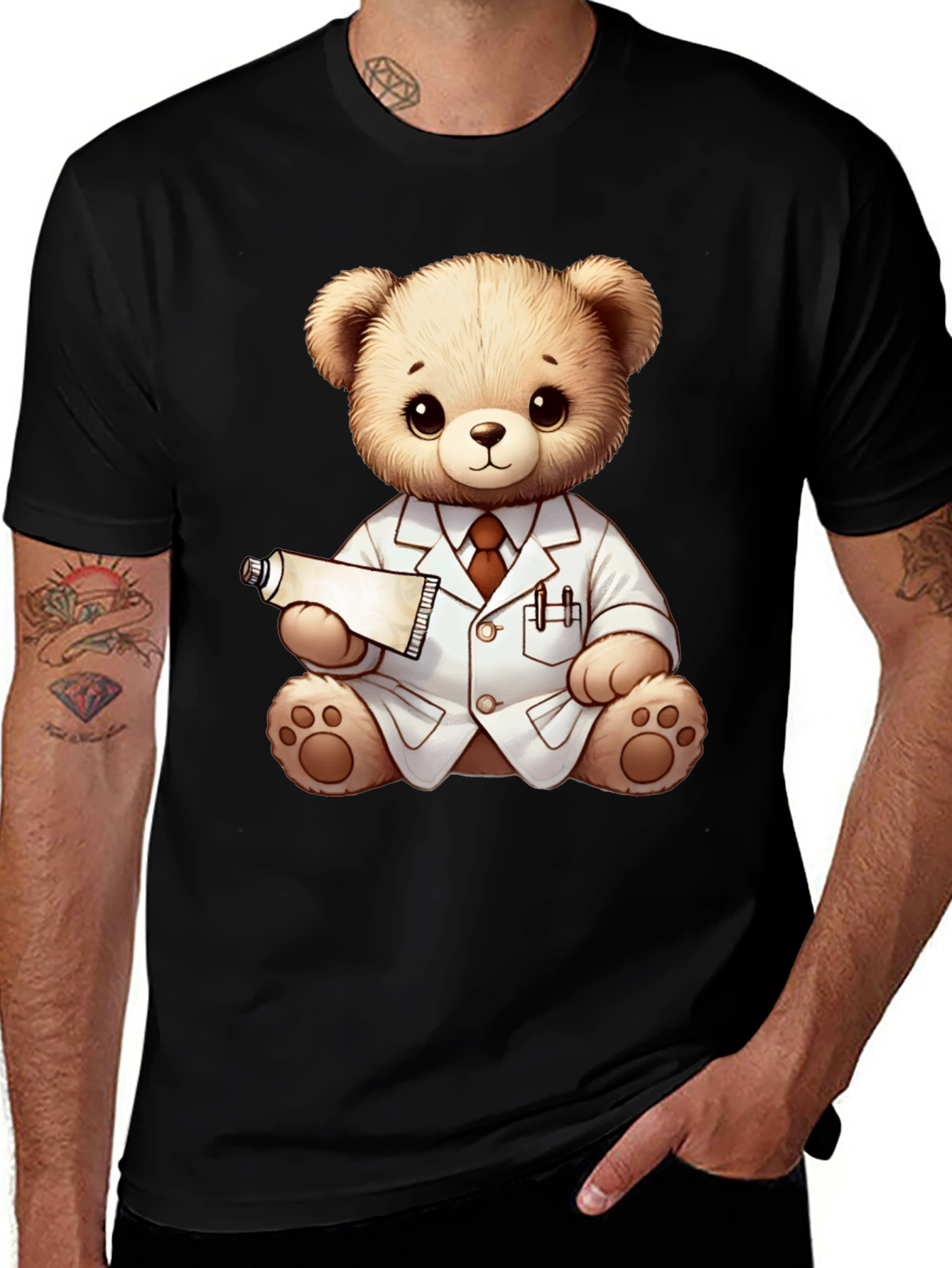 Variant 30 of Teddy Bear Doctor Black T-Shirt