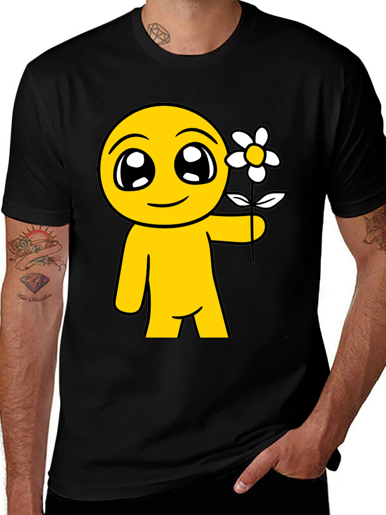Variant 7 of Cute Emoji with Flower Graphic T-Shirt