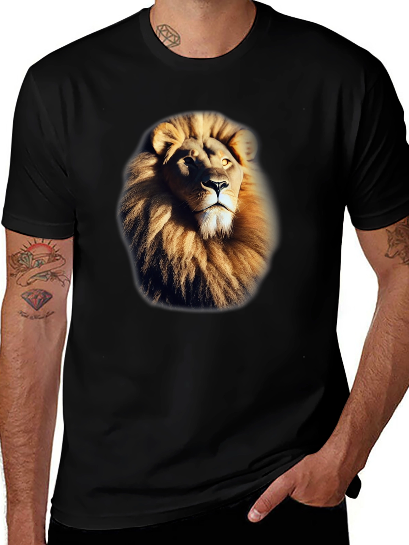 Variant 30 of Lion Graphic T-Shirt - Black Cotton Tee for Men