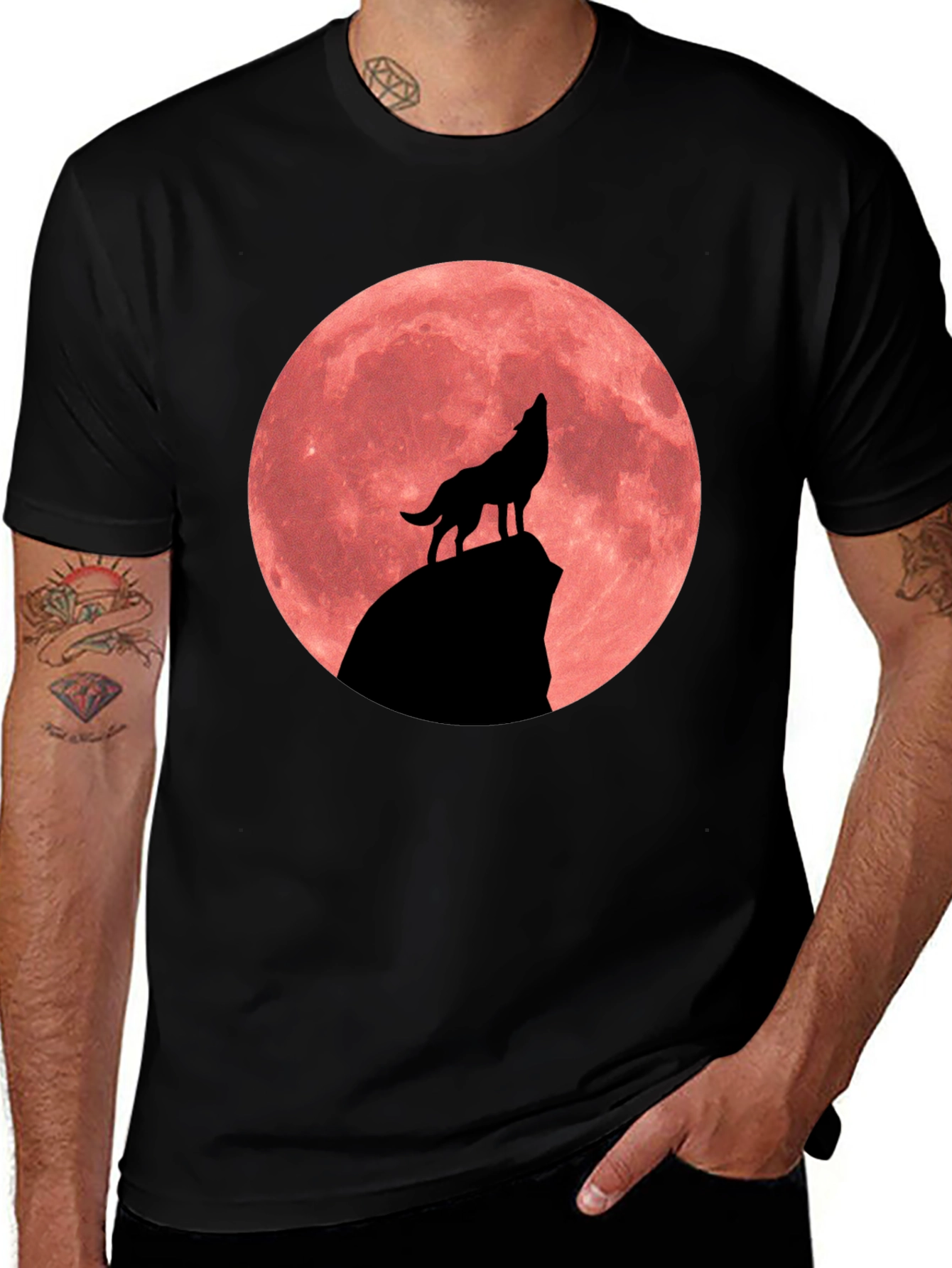 Variant 4 of Wolf Howling at Moon Graphic T-Shirt