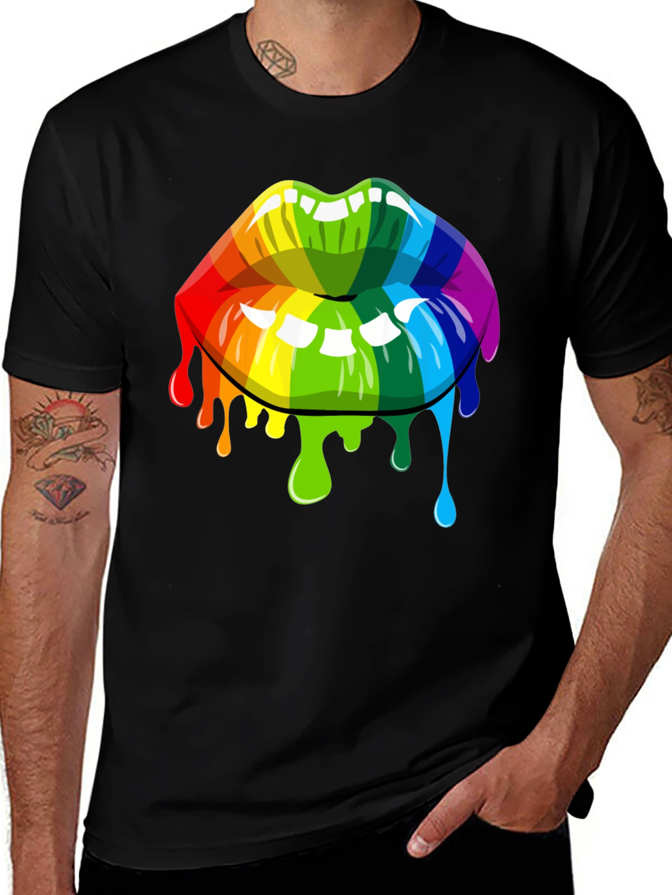 Variant 2 of Rainbow Lips Graphic Tee - Unisex Black T-Shirt