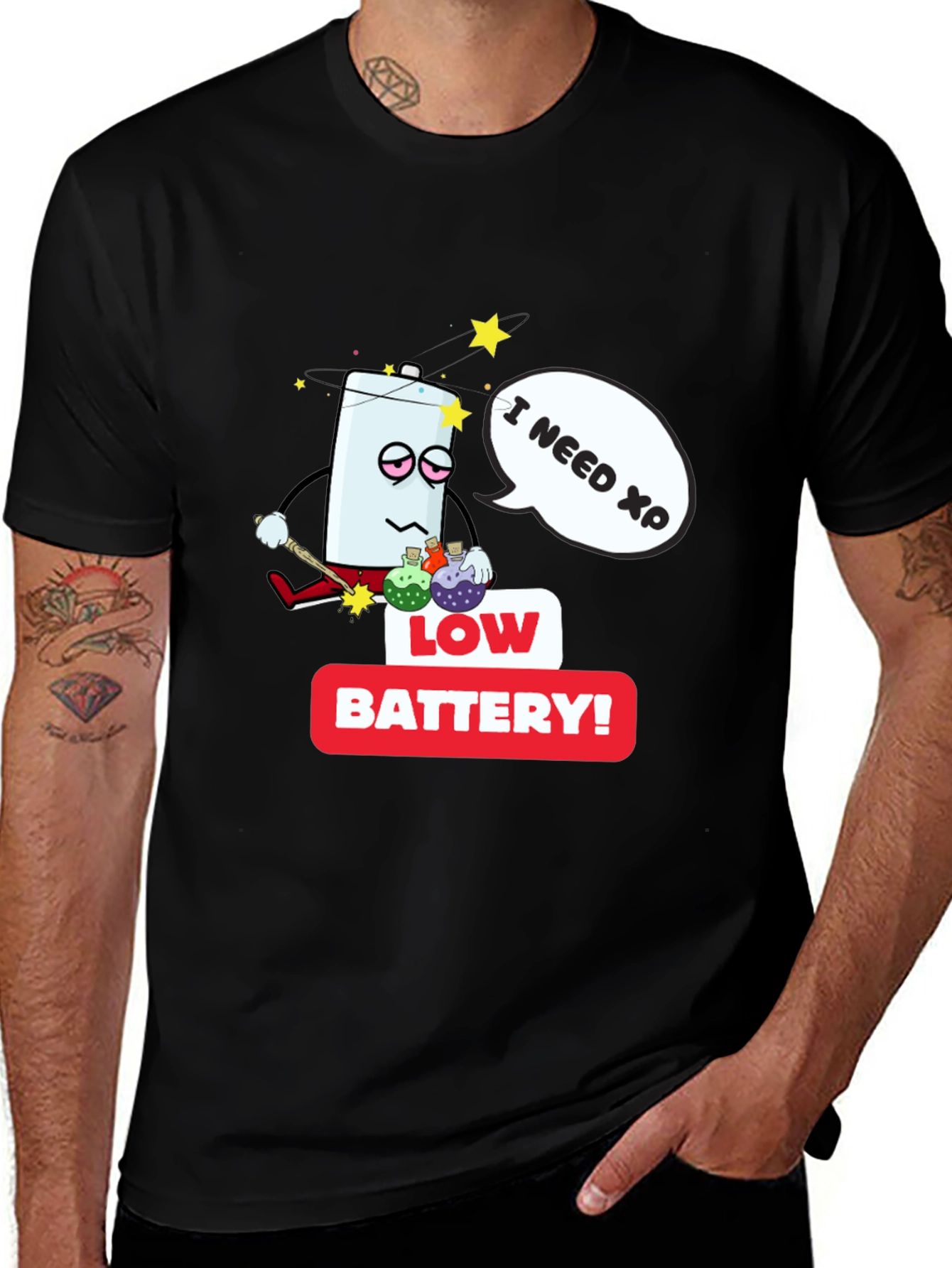 Variant 26 of Low Battery XP Men's Black T-Shirt