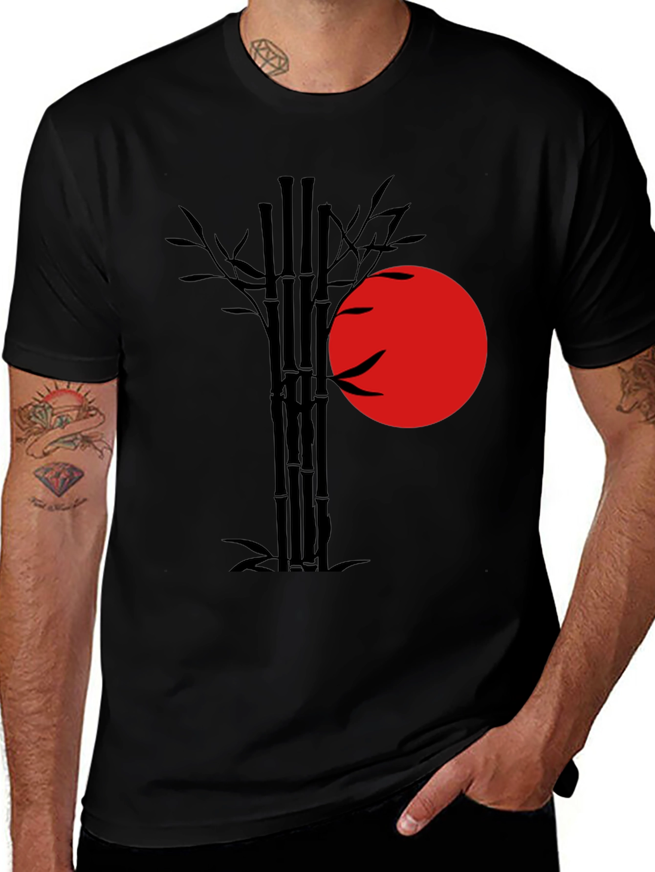Variant 7 of Bamboo Silhouette Graphic Tee - Black