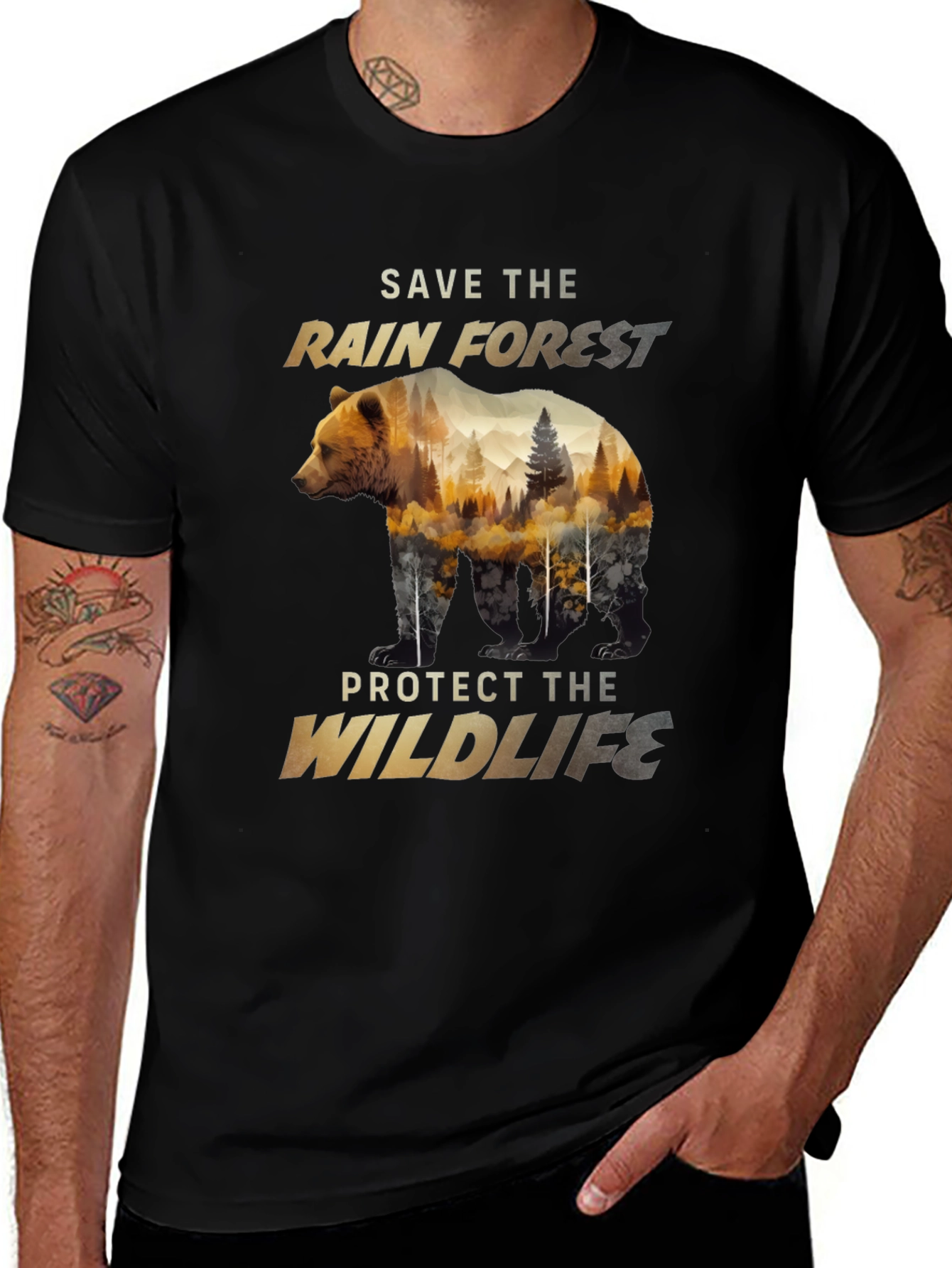 Variant 7 of Save the Rainforest Bear Graphic T-Shirt