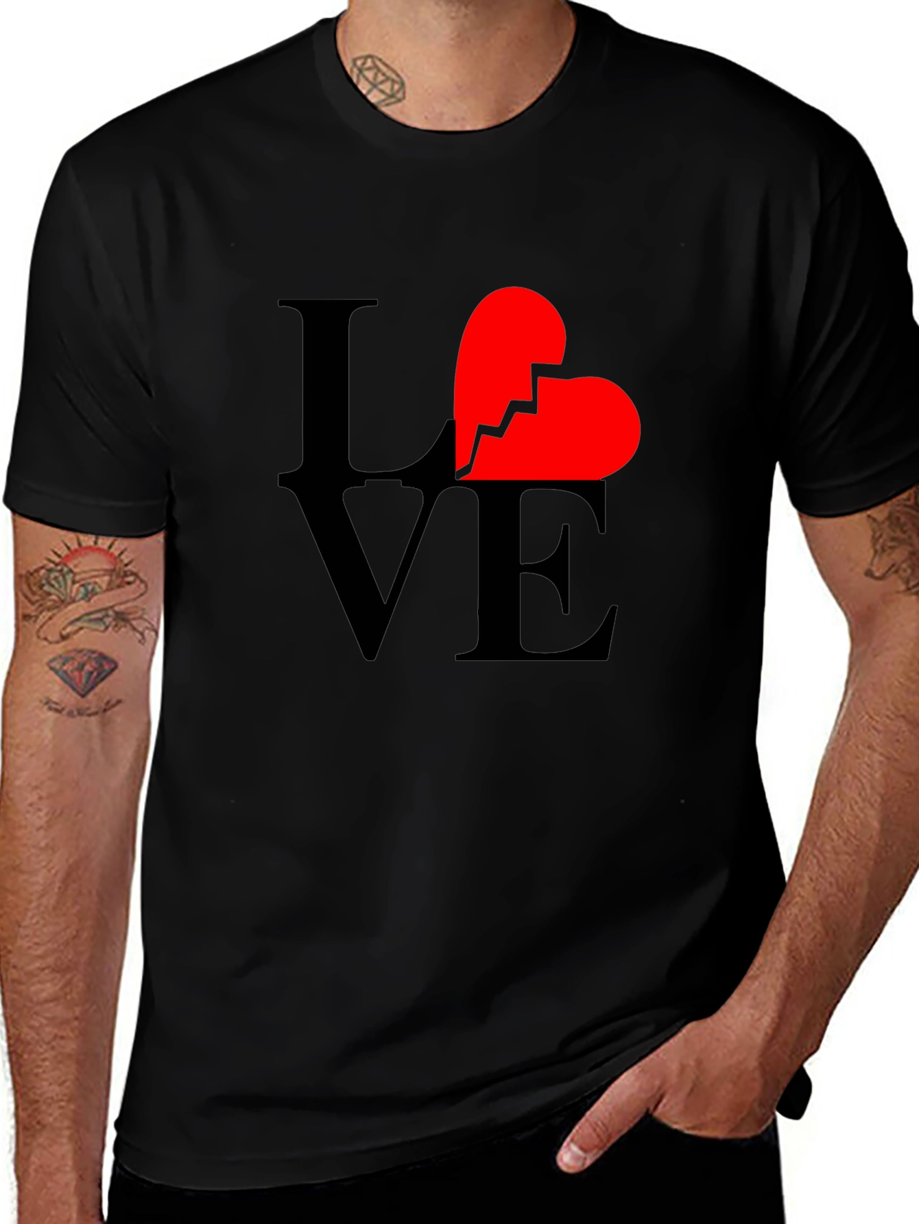 Variant 27 of Broken Heart Love Graphic Tee - Black