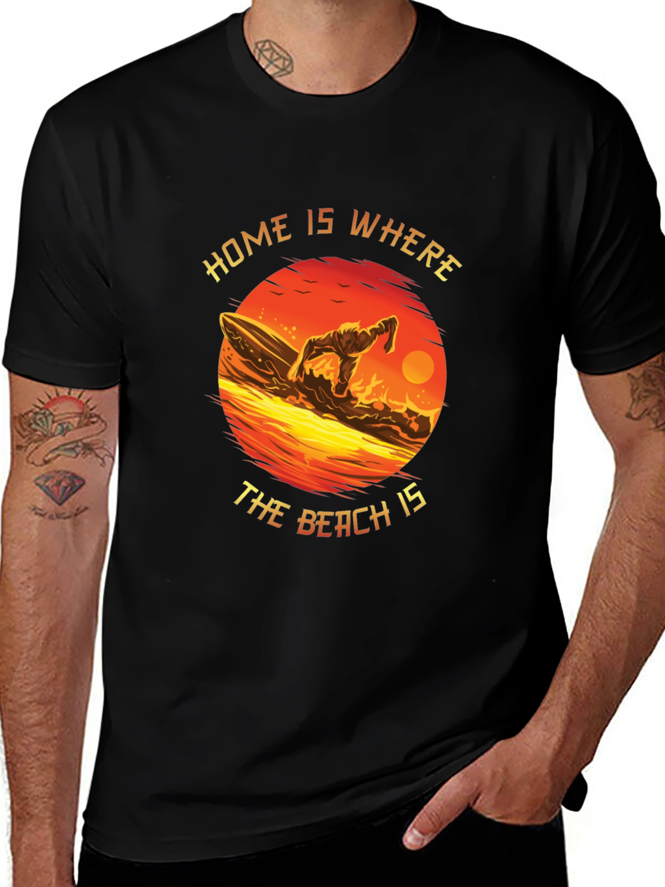 Variant 26 of Surfer Graphic Tee - Home is Where the Beach Is