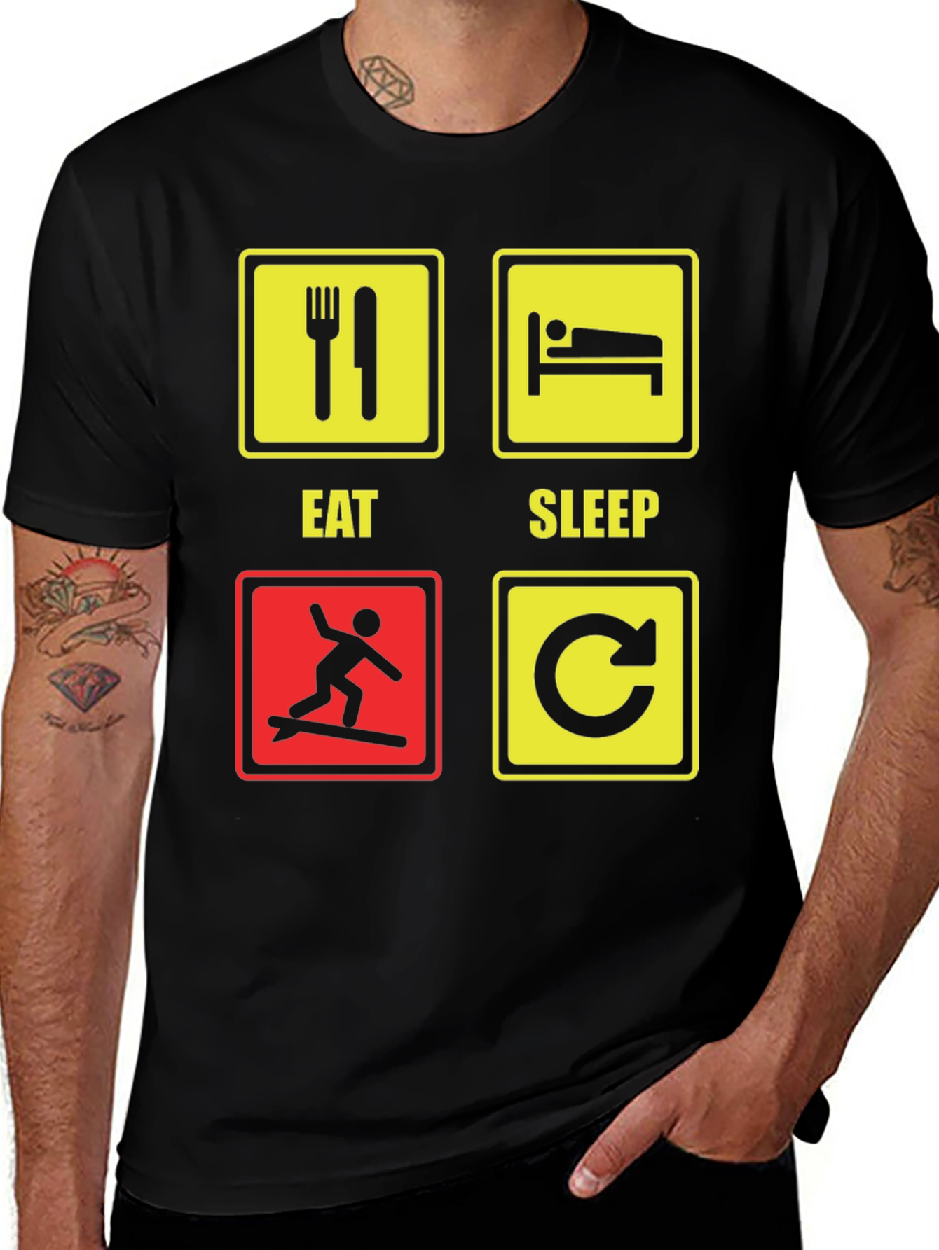 Variant 2 of Eat Sleep Surf Repeat T-Shirt Funny Surfing Tee