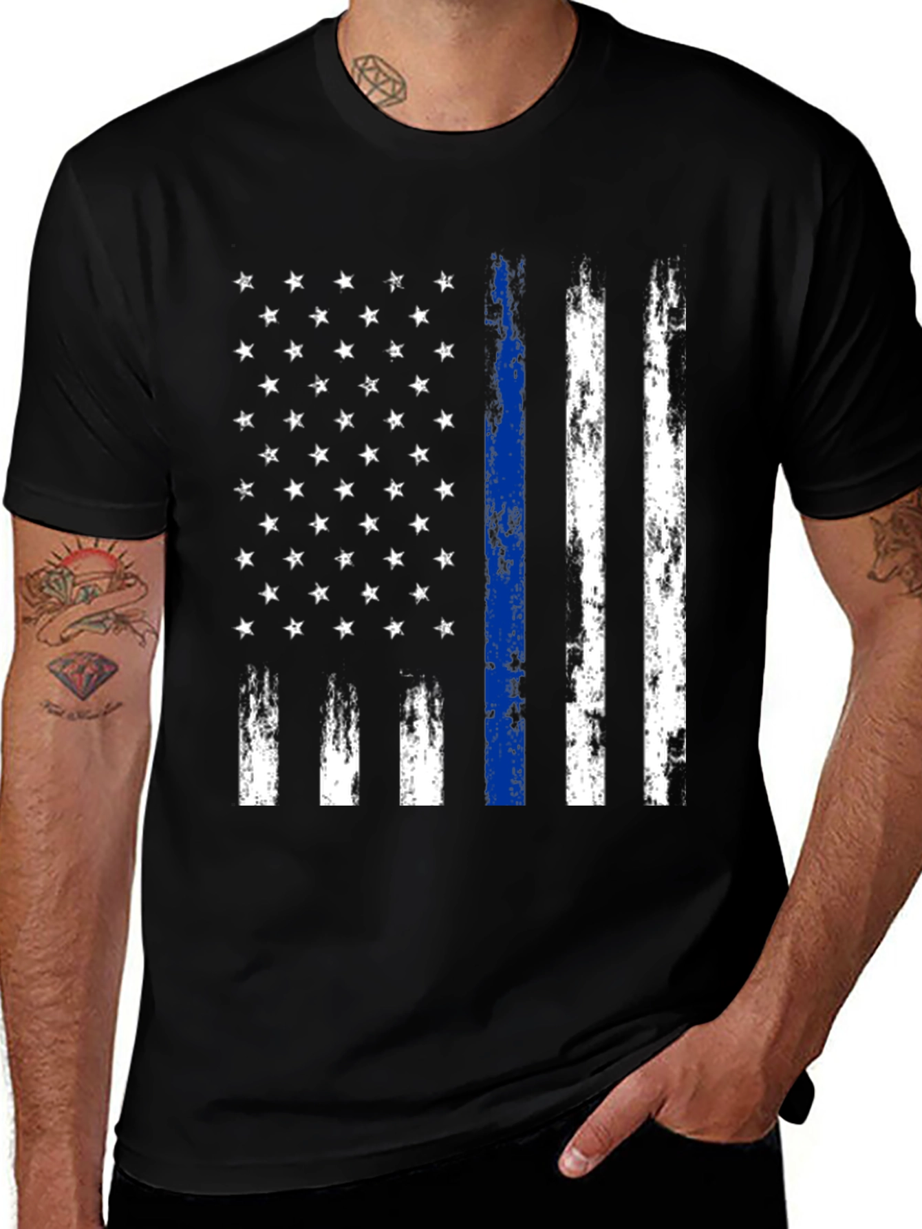 Variant 12 of Thin Blue Line American Flag Graphic T-Shirt