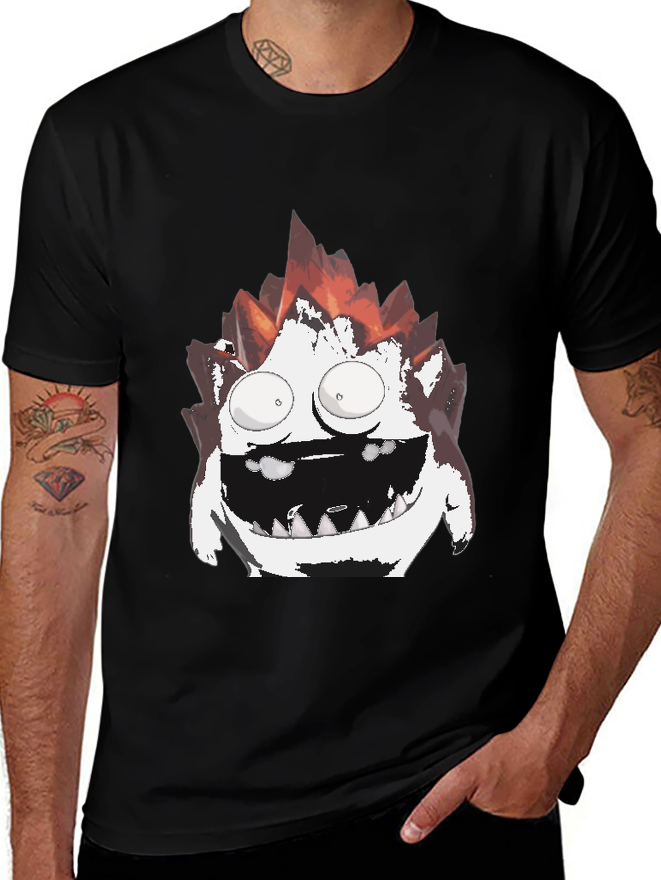 Variant 3 of Monster Graphic Print Men's Black T-Shirt