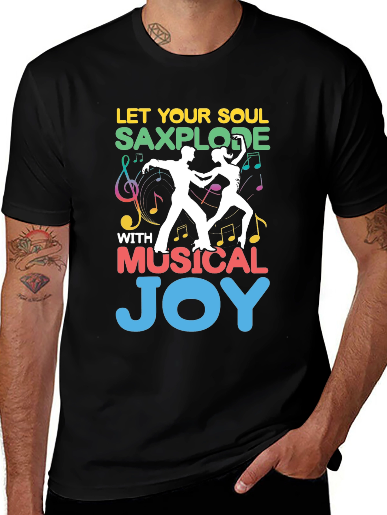 Variant 5 of Let Your Soul Saxplode Black T-Shirt