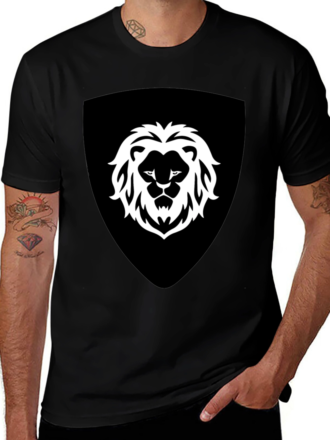 Variant 5 of Lion Shield Graphic Tee - Bold Style