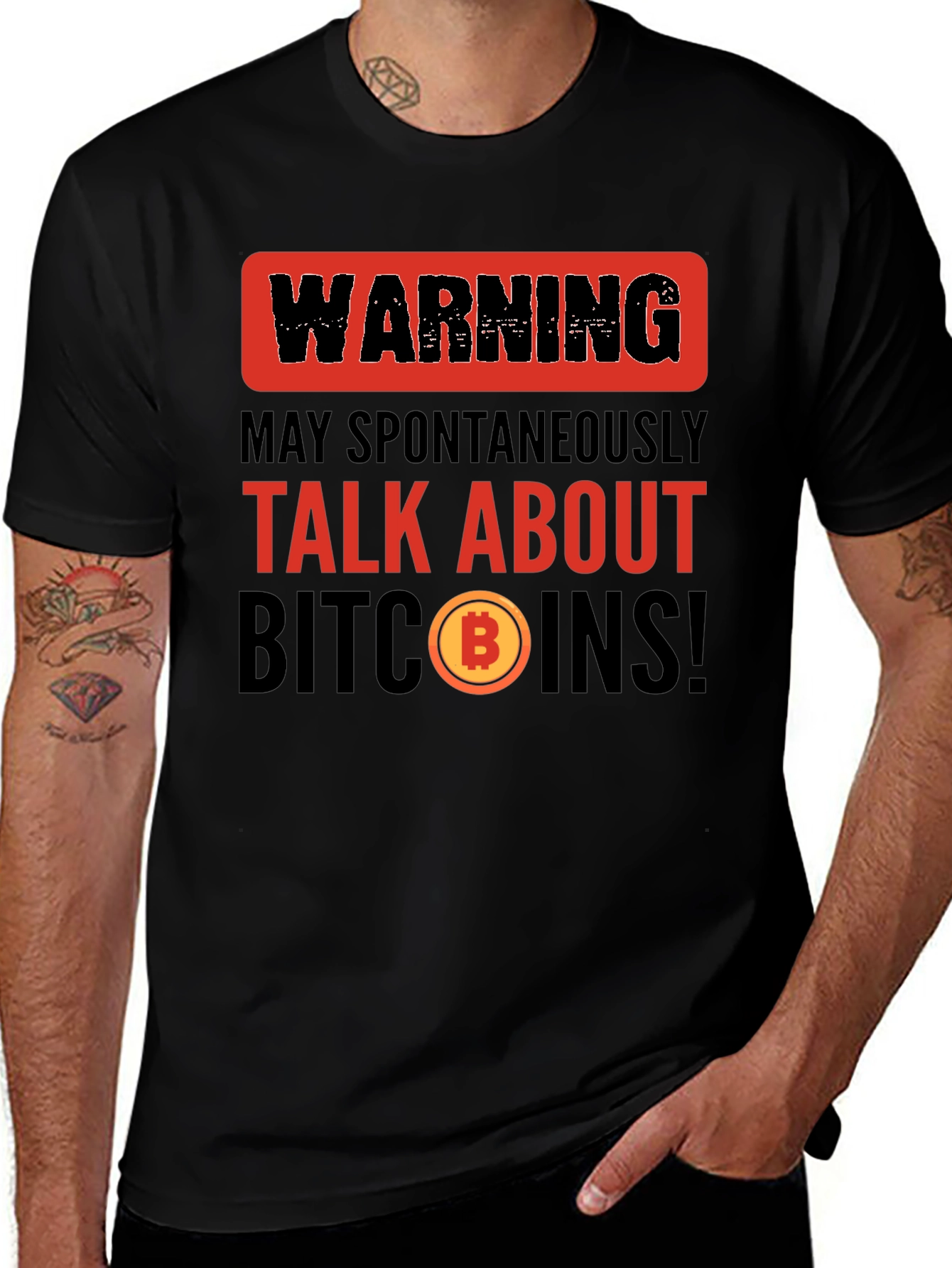 Variant 5 of Warning Talk About Bitcoins T-Shirt