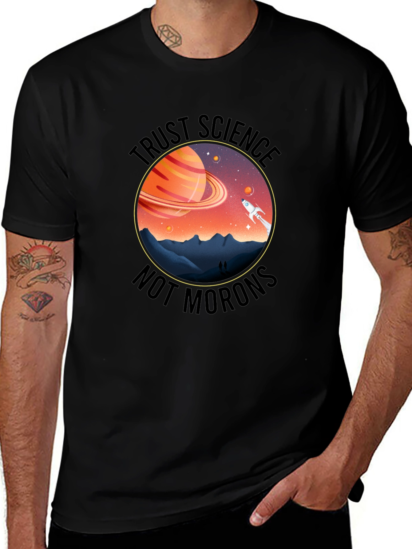 Variant 2 of Trust Science T-Shirt - Saturn & Rocket Graphic