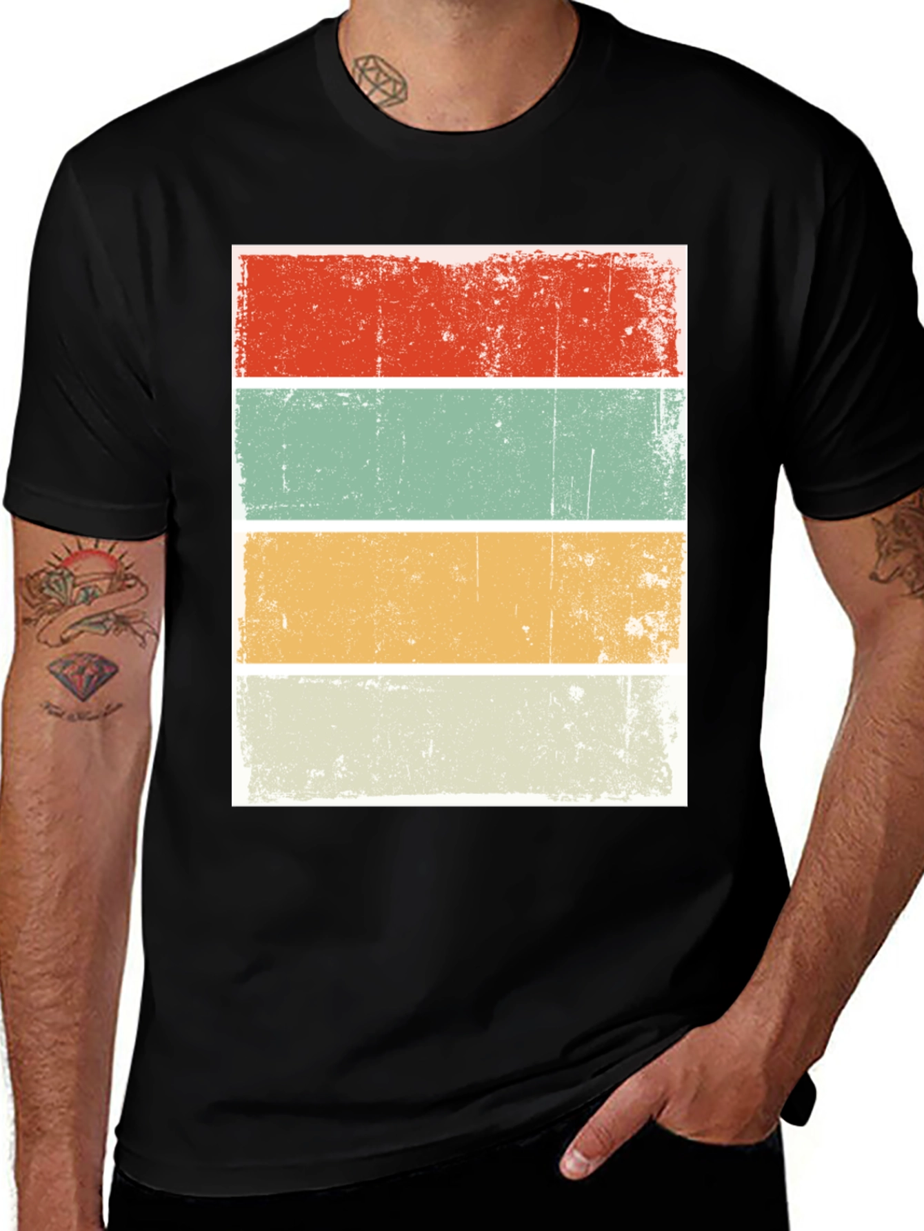 Variant 29 of Retro Striped Graphic Tee - Vintage Style Shirt