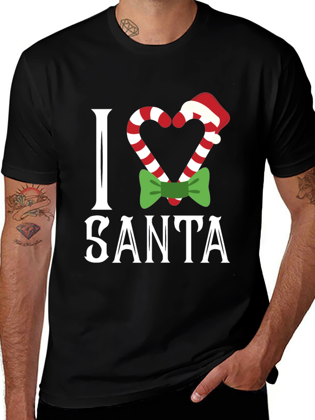 I Love Santa Christmas Candy Cane T-Shirt