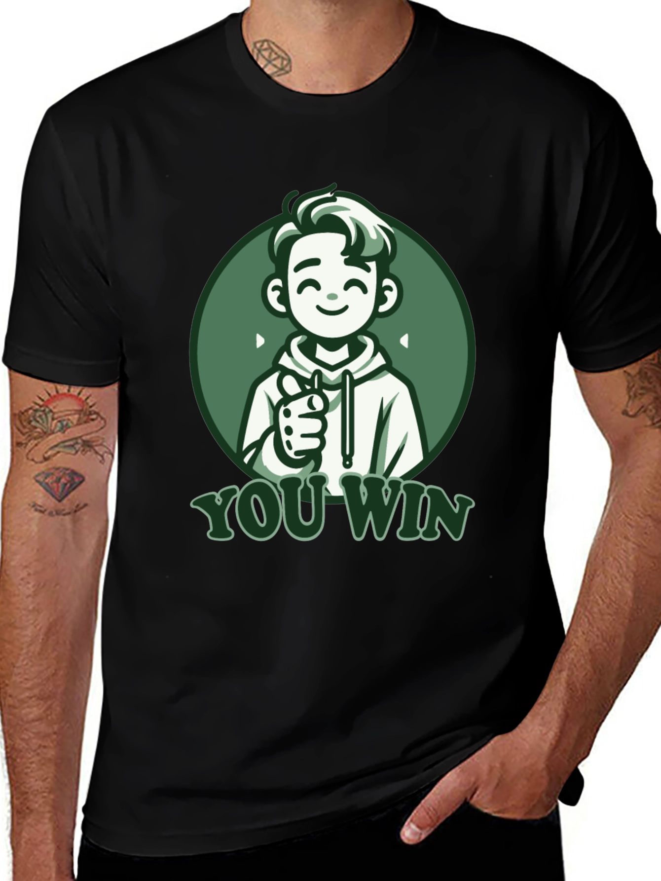Variant 25 of You Win Graphic Tee - Gamer Style Black T-Shirt