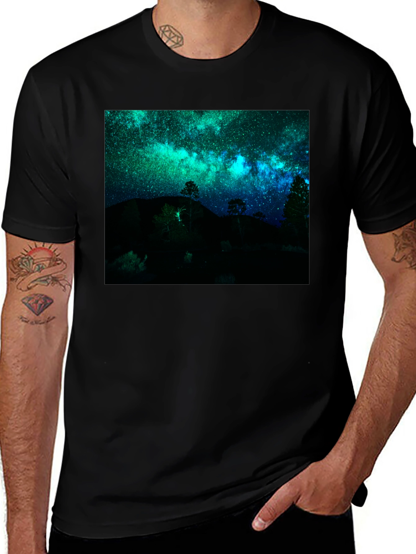 Variant 7 of Starry Night Landscape Graphic Tee