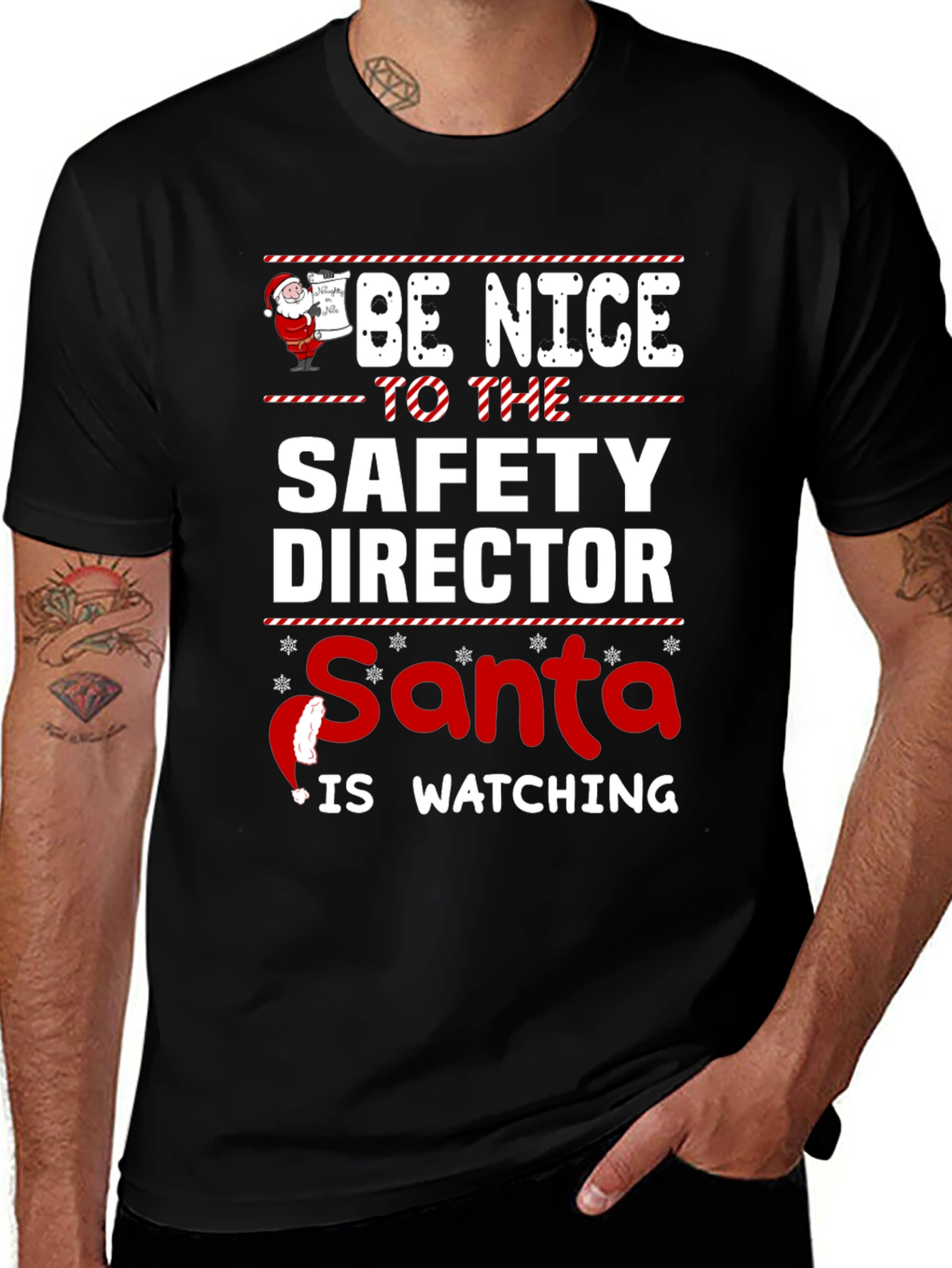 Safety Director Santa Watching Christmas T-Shirt