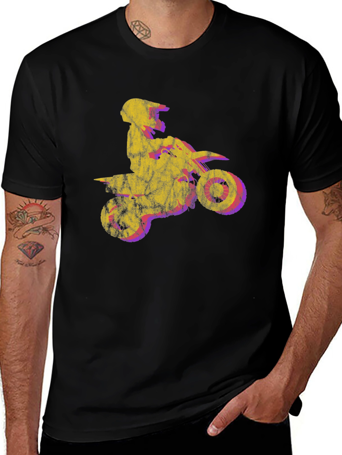 Variant 30 of Dirt Bike Graphic Tee - Yellow and Purple