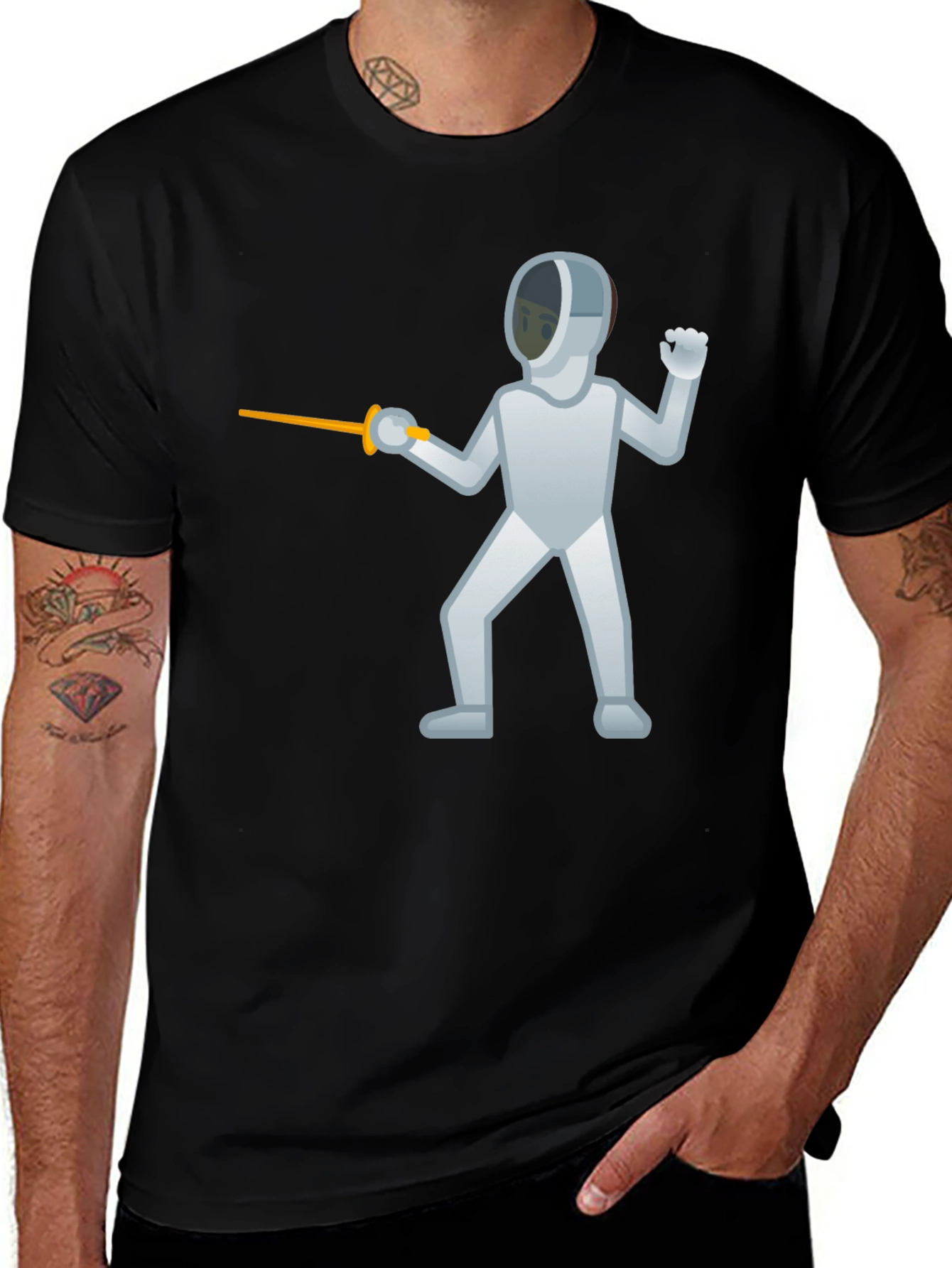 Variant 12 of Fencing Emoji Black T-Shirt
