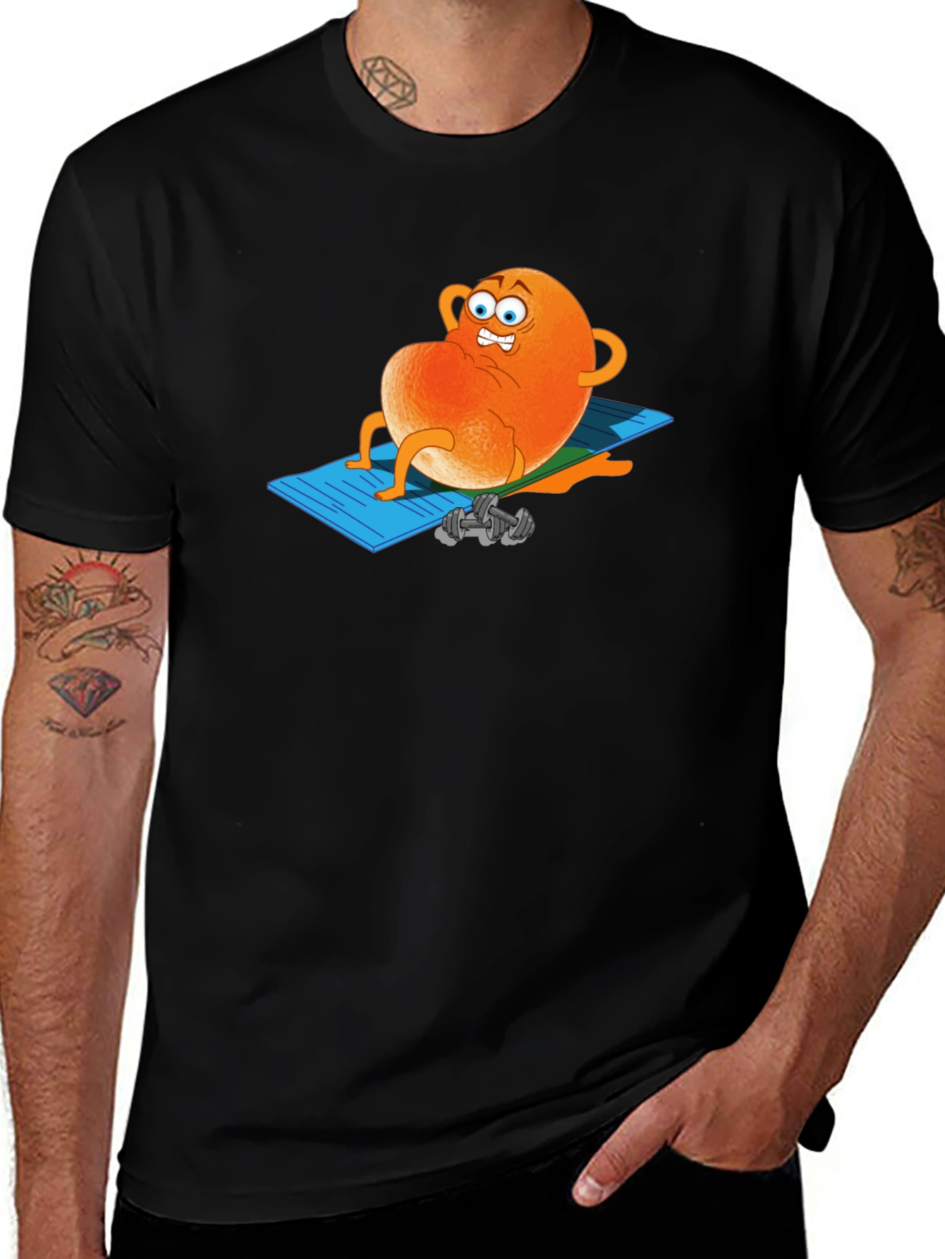 Variant 7 of Funny Orange Cartoon Gym T-Shirt
