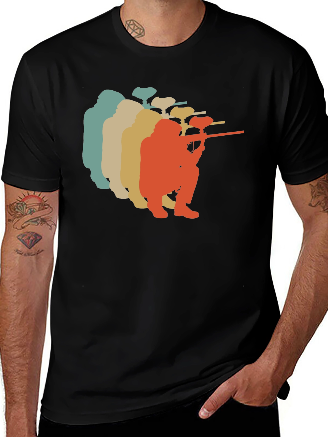 Variant 22 of Vintage Paintball Player Silhouette T-Shirt