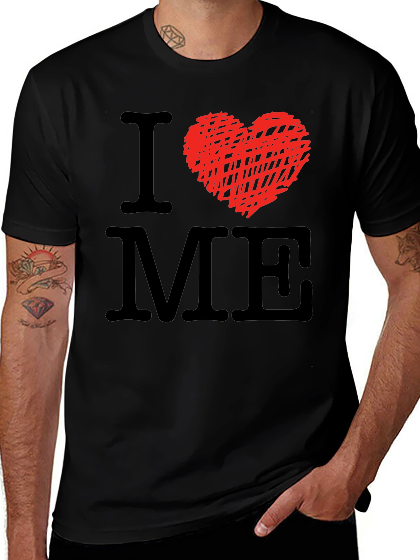 Variant 3 of I Heart ME Graphic Tee - Men's Black T-Shirt