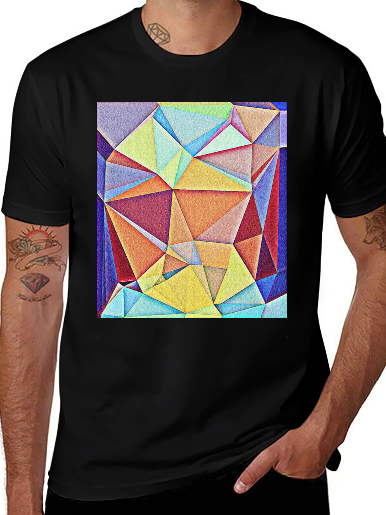 Variant 29 of Geometric Triangle Art Tee - Modern Abstract Design