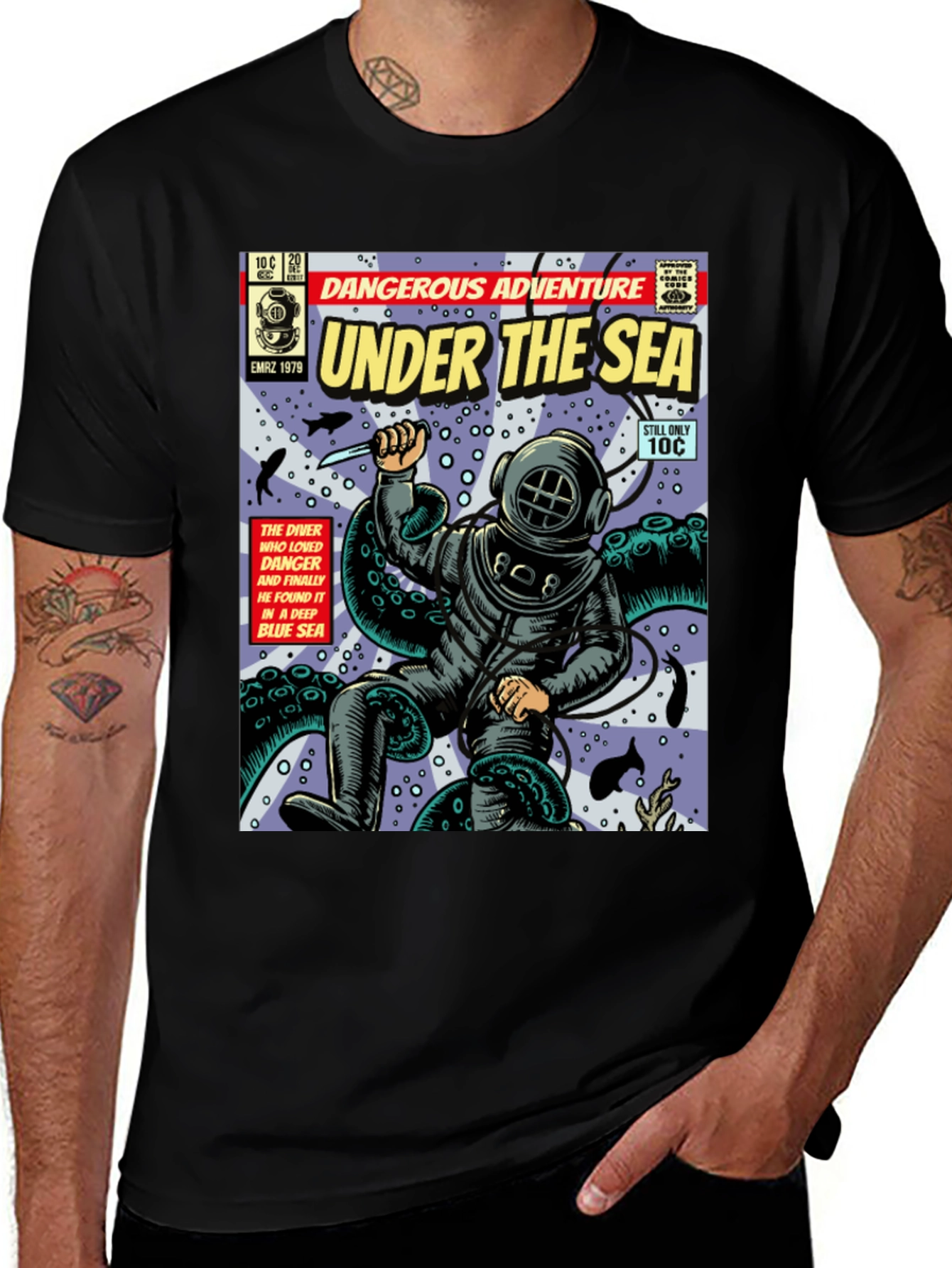 Variant 11 of Under the Sea Comic T-Shirt - Dangerous Adventure!