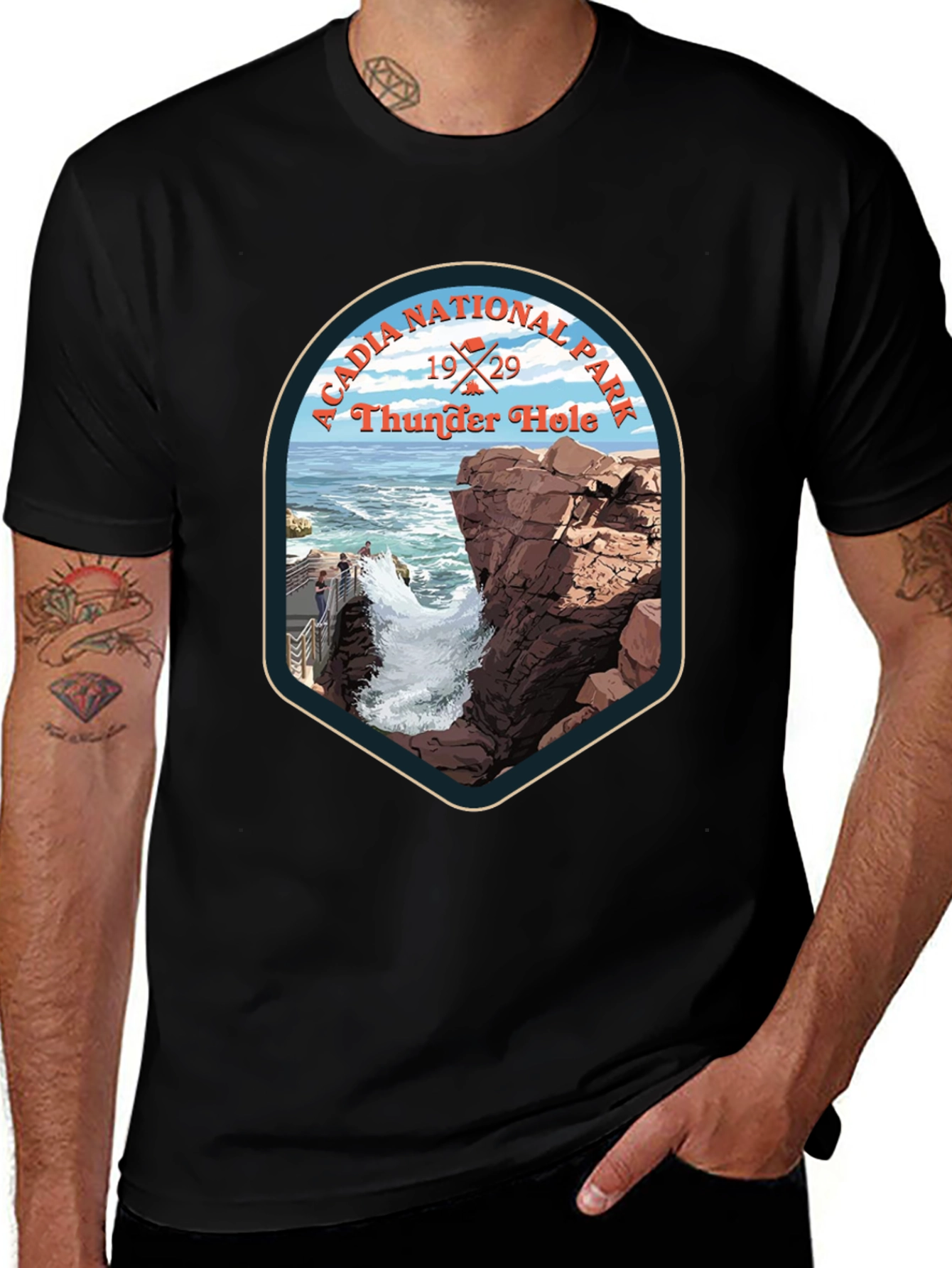 Acadia National Park Thunder Hole Tee - Black
