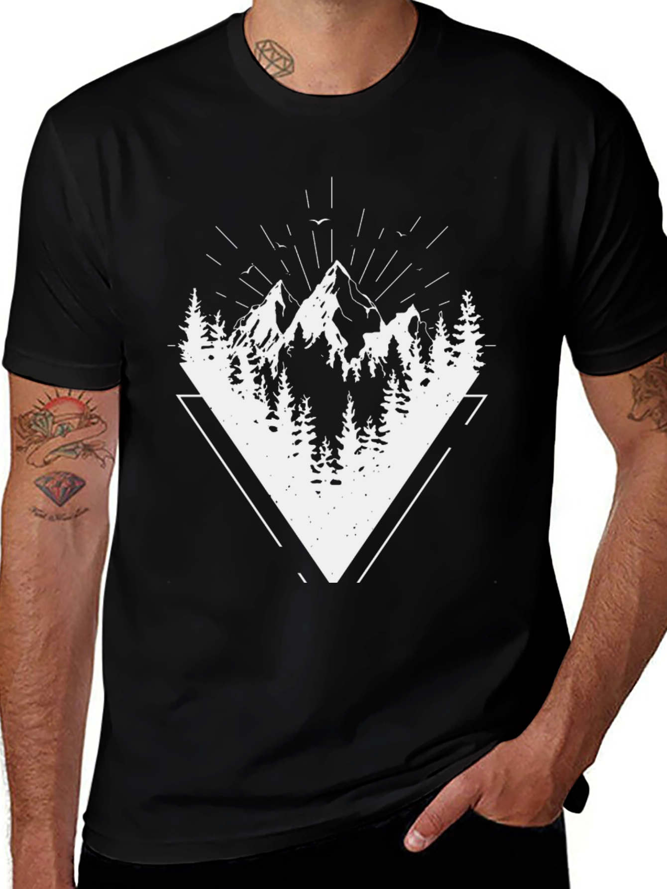 Variant 20 of Mountain Peak Graphic Tee - Black Cotton Blend