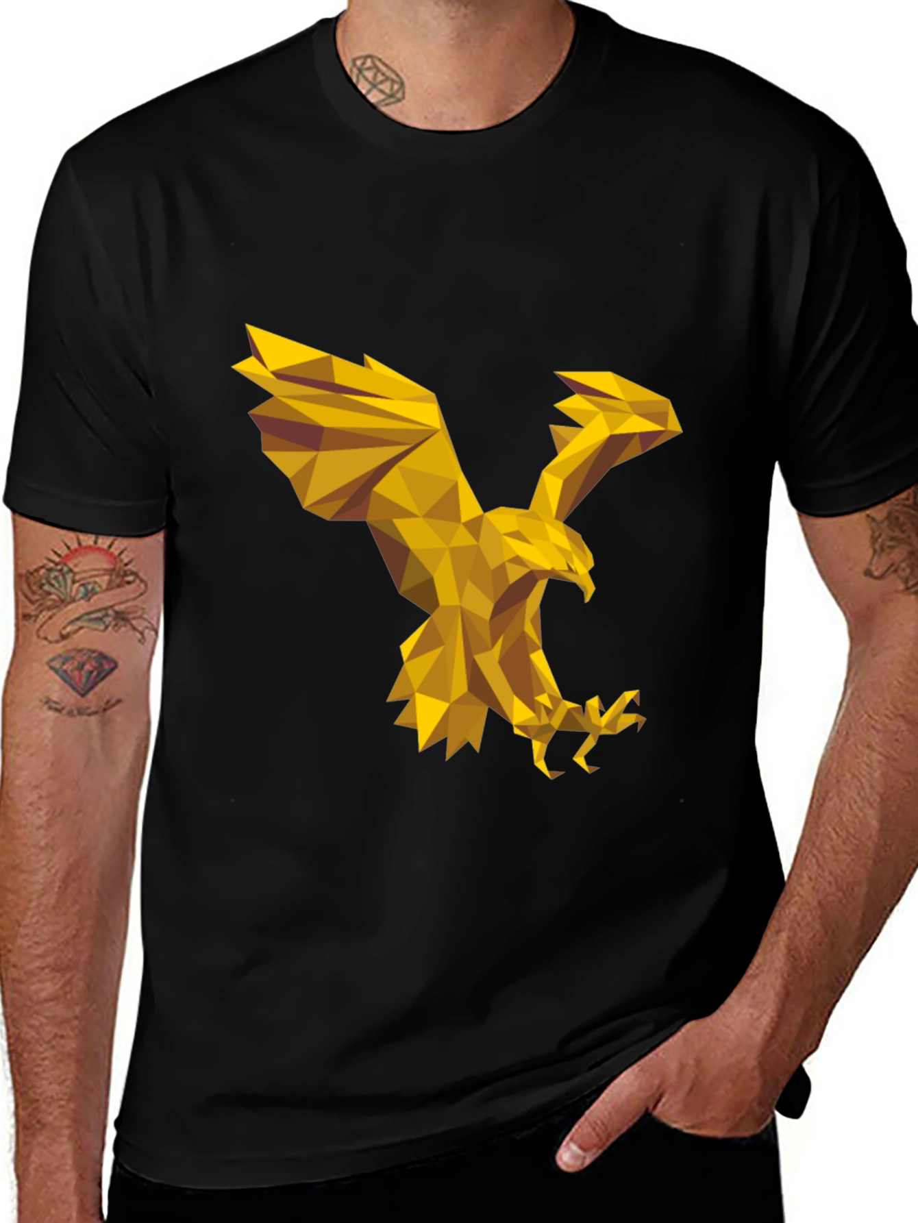Variant 16 of Geometric Eagle Graphic Tee - Stylish Black T-Shirt