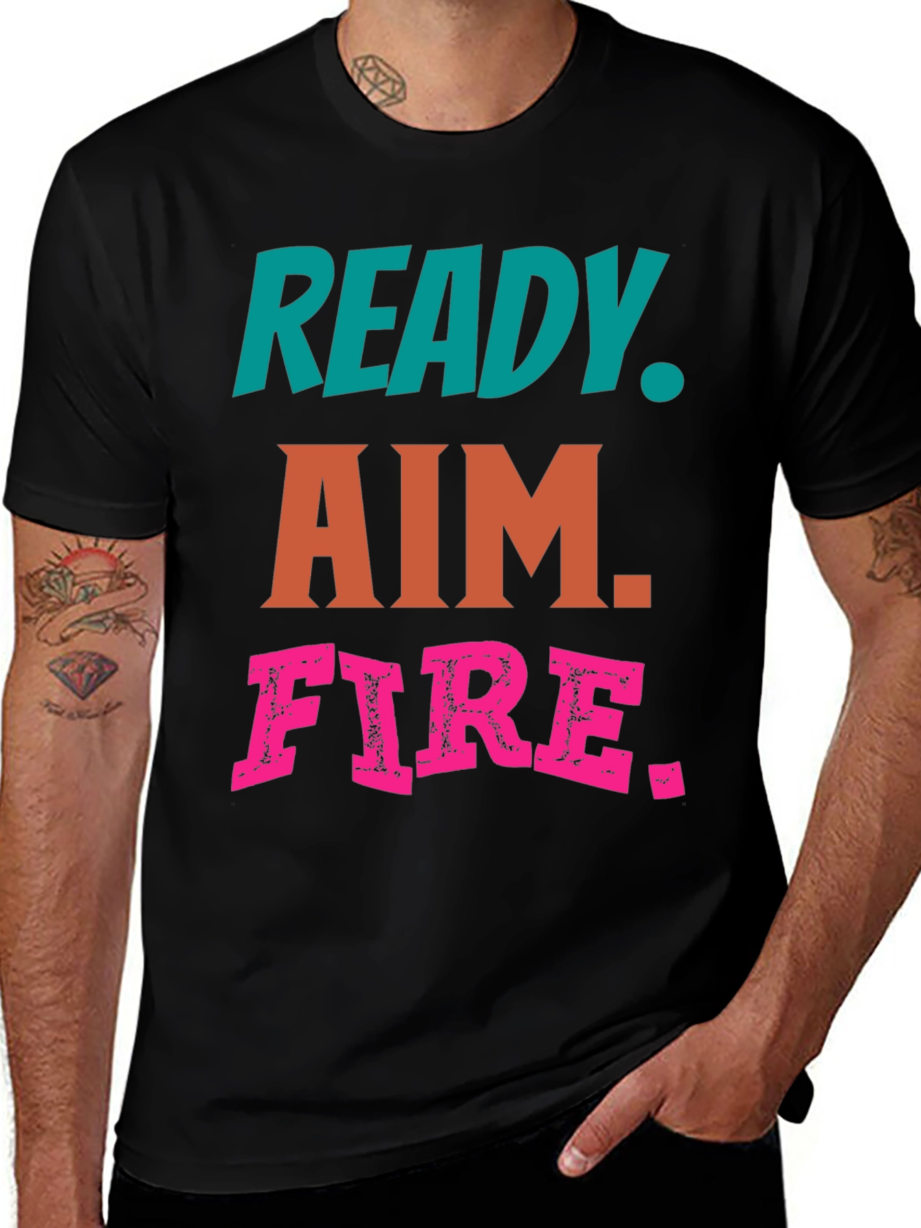 Variant 21 of Ready Aim Fire Graphic Tee - Black Cotton T-Shirt