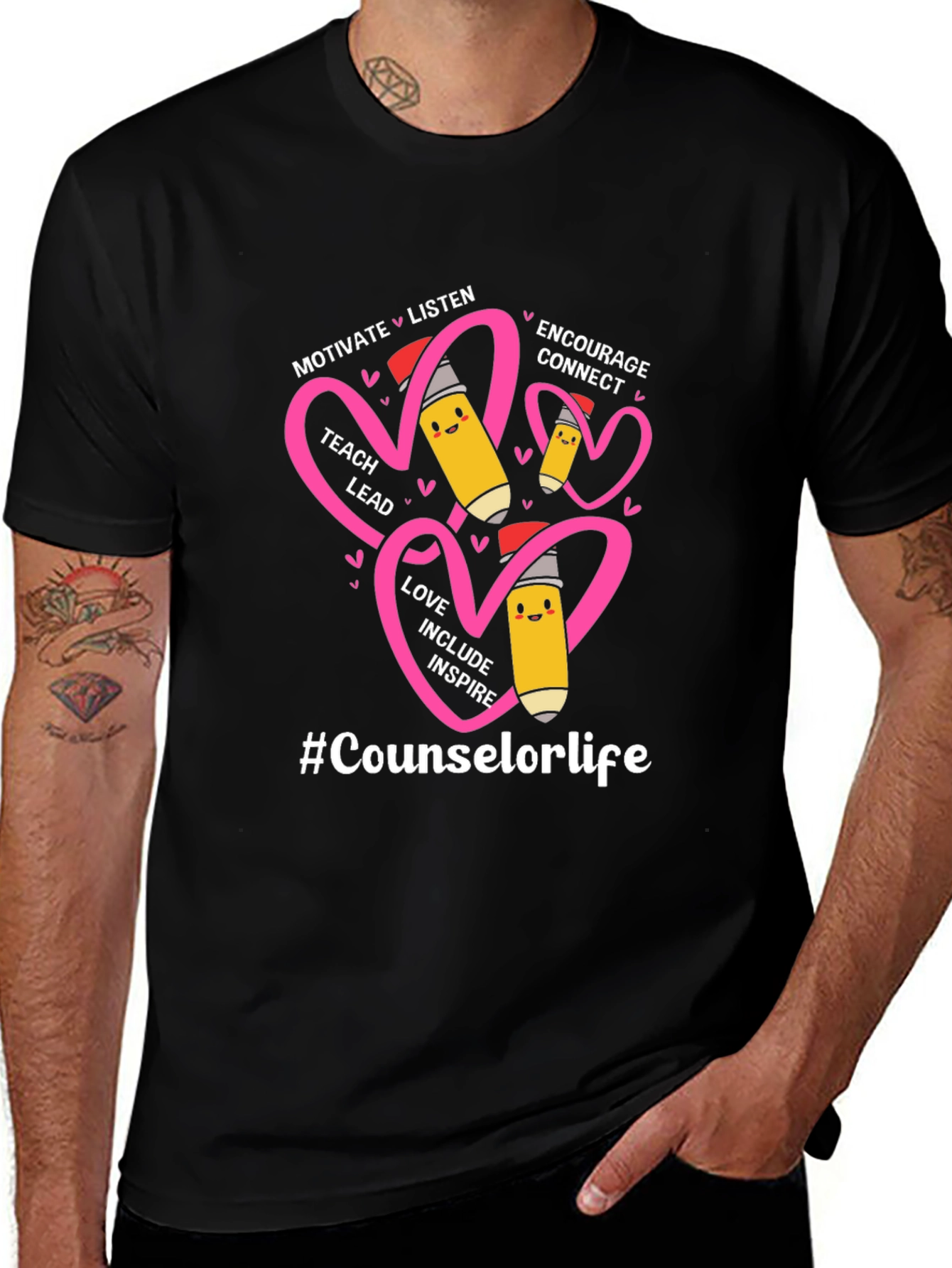 Variant 19 of Counselor Life T-Shirt - Heart & Pencil Design