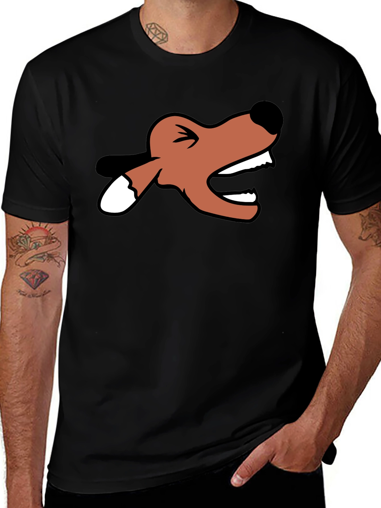 Variant 20 of Cartoon Fox Head Black T-Shirt