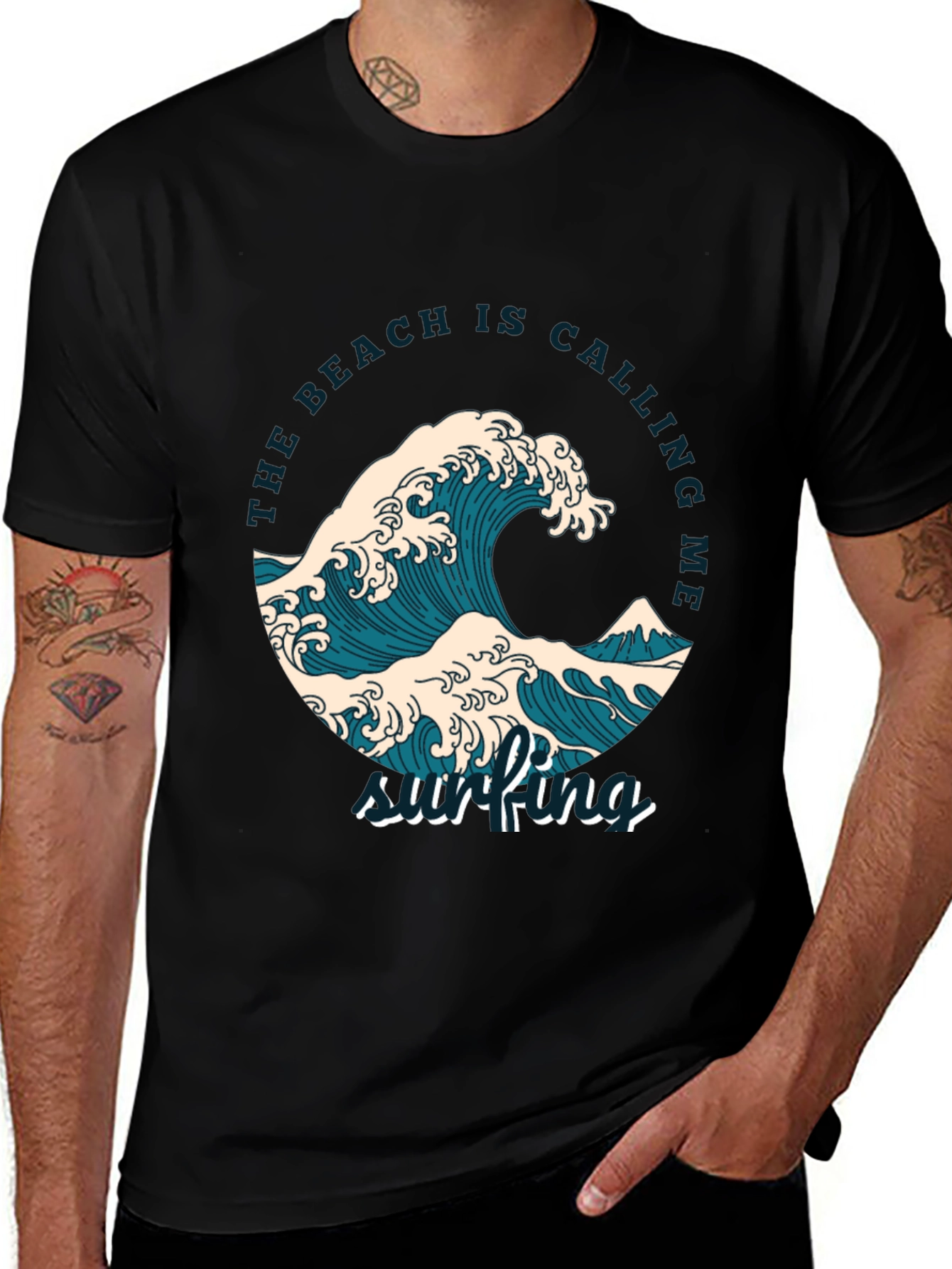 Variant 9 of The Beach is Calling Surfing Graphic T-Shirt